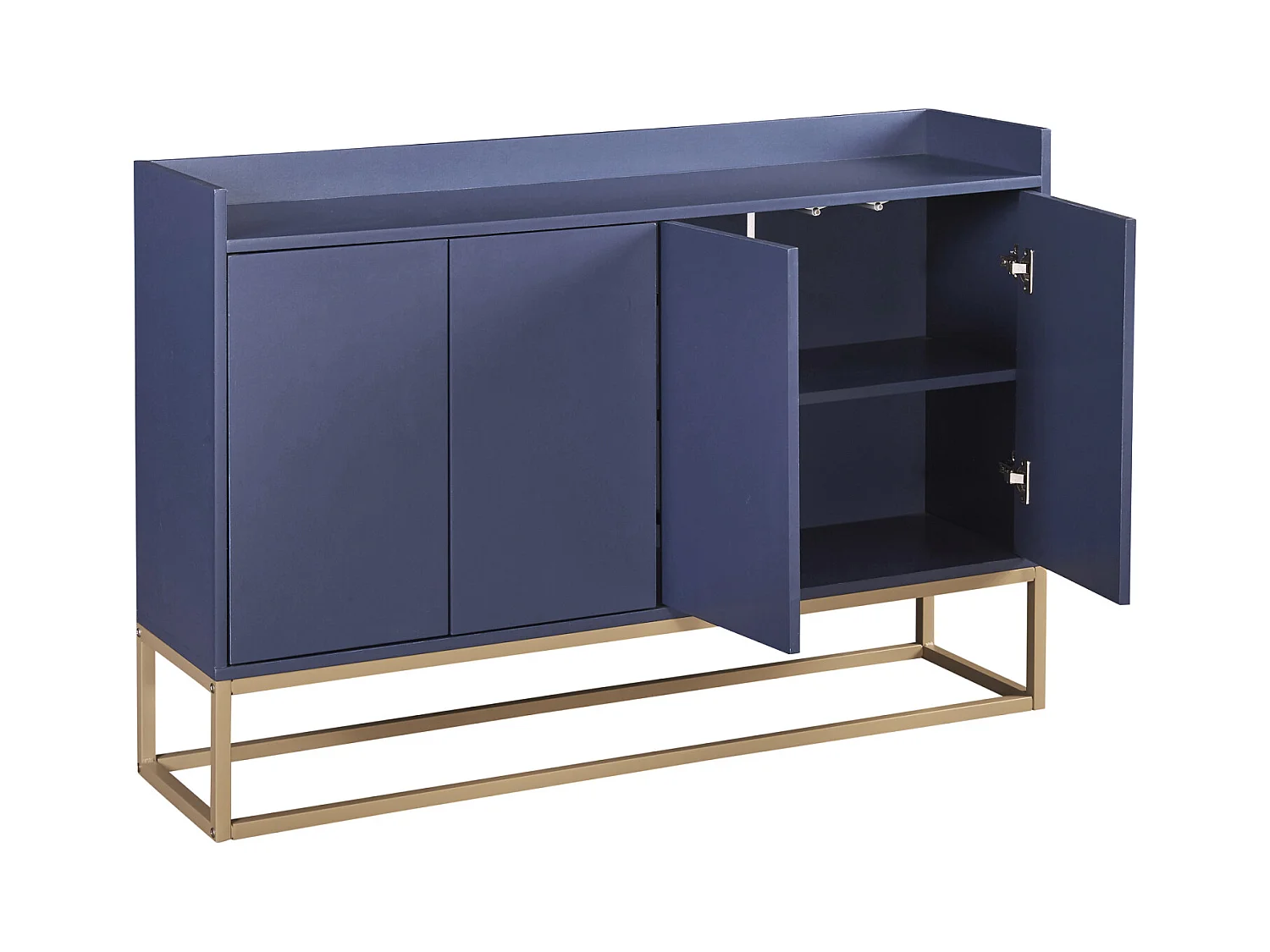 Aparador moderno 120x30 cm, cômoda com portas, móvel de arrumação, aparador sem puxadores, azul