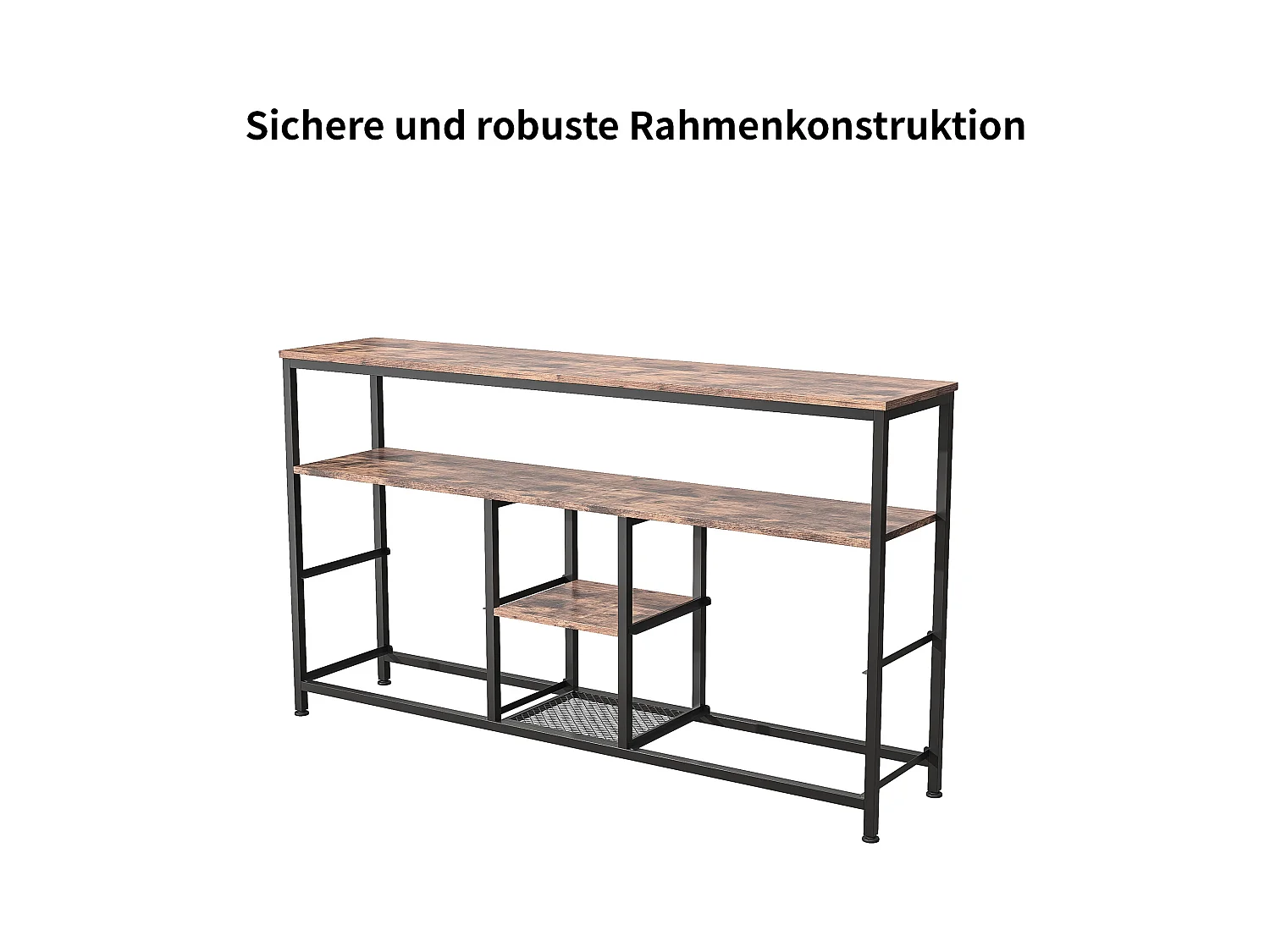 Mueble de TV bajo LE 108 x 30 x 77 cm, estructura de metal macizo y madera, mueble de TV, mesa de TV, multicolor