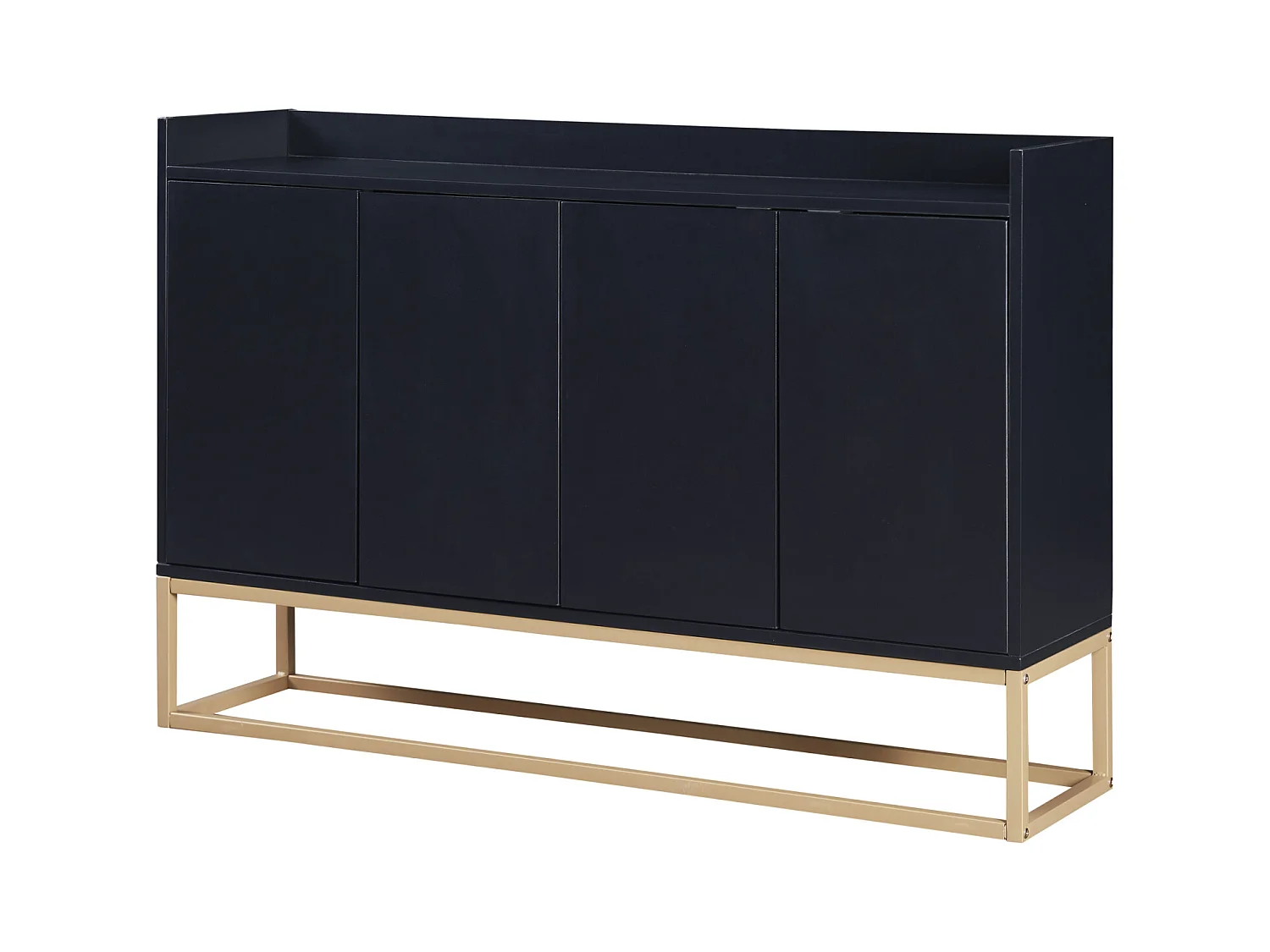 Aparador moderno 120x30 cm, cómoda con puertas, mueble de almacenaje, aparador sin tiradores, color negro