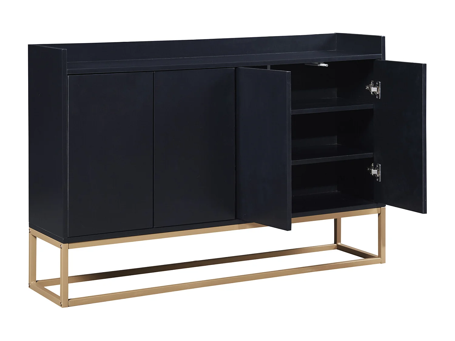 Buffet moderne 120x30 cm, commode avec portes, meuble de rangement, buffet sans poignées, noir
