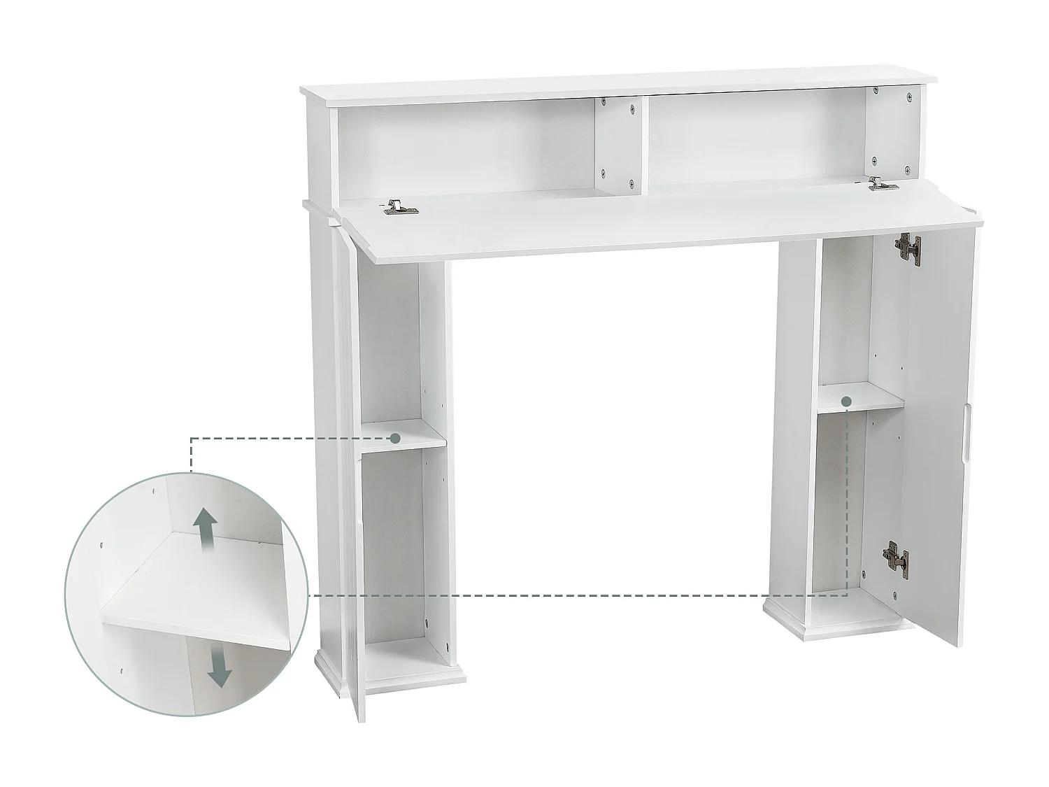 Console de lareira 107 x 18 x 100 cm, Armário de armazenamento decorativo com espaço de armazenamento