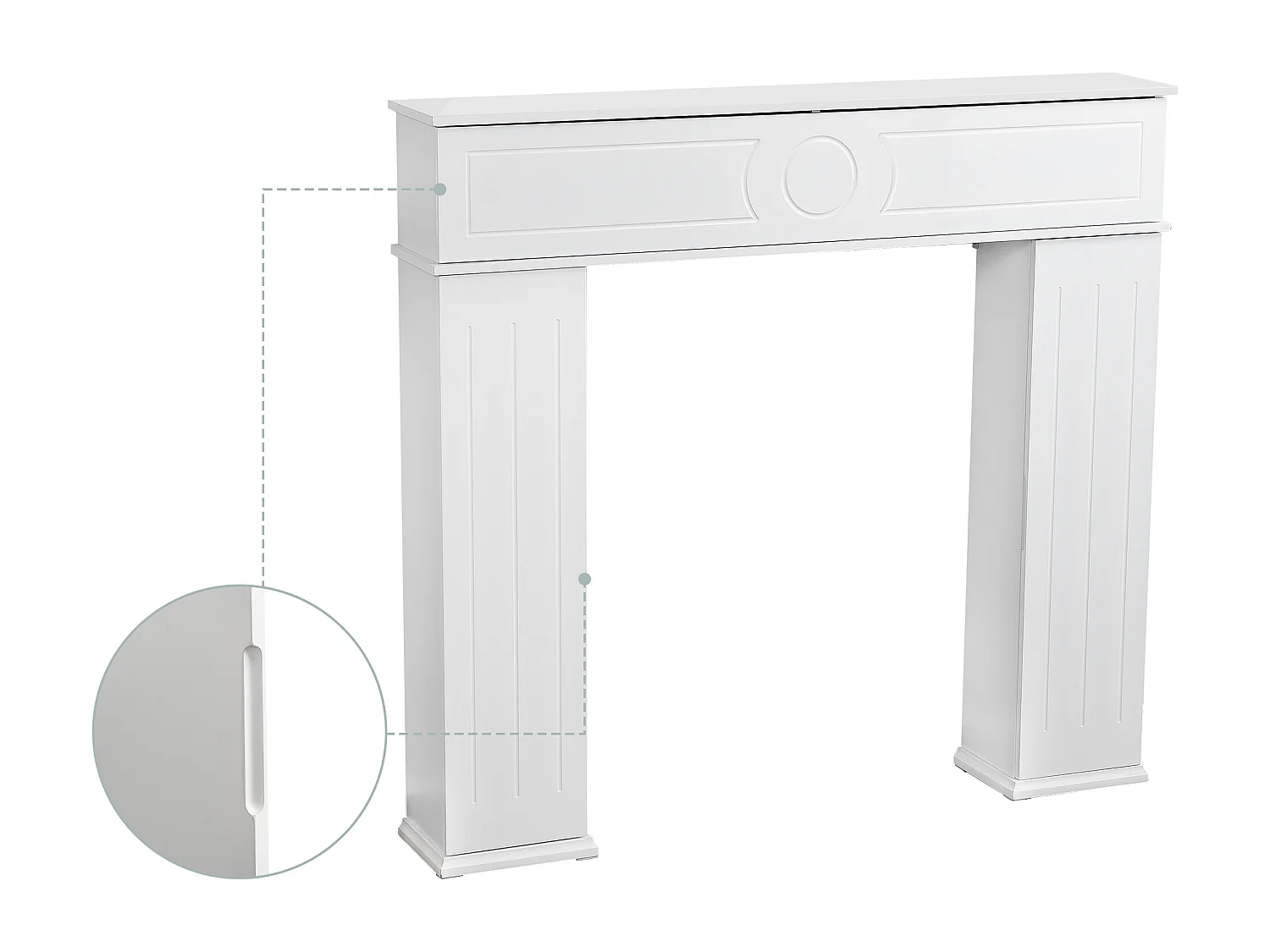 Console de lareira 107 x 18 x 100 cm, Armário de armazenamento decorativo com espaço de armazenamento