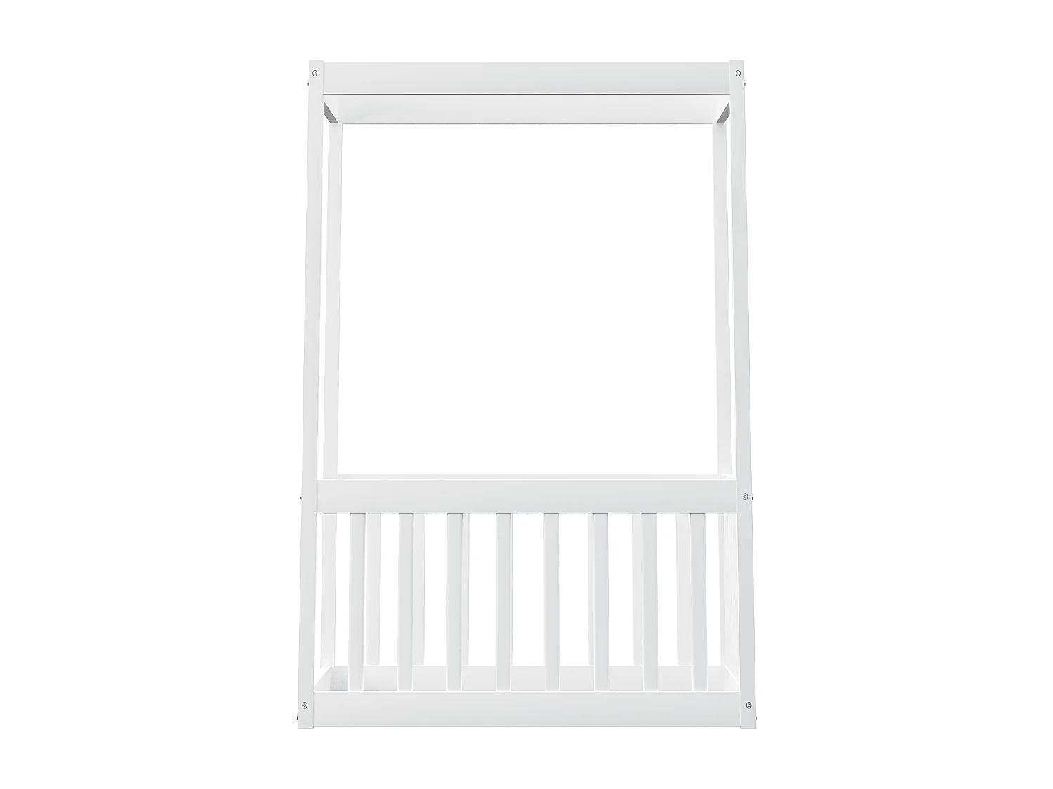Lit enfant 90x200cm en bois avec Barrière de sécurité, sans sommier, blanc, sans matelas