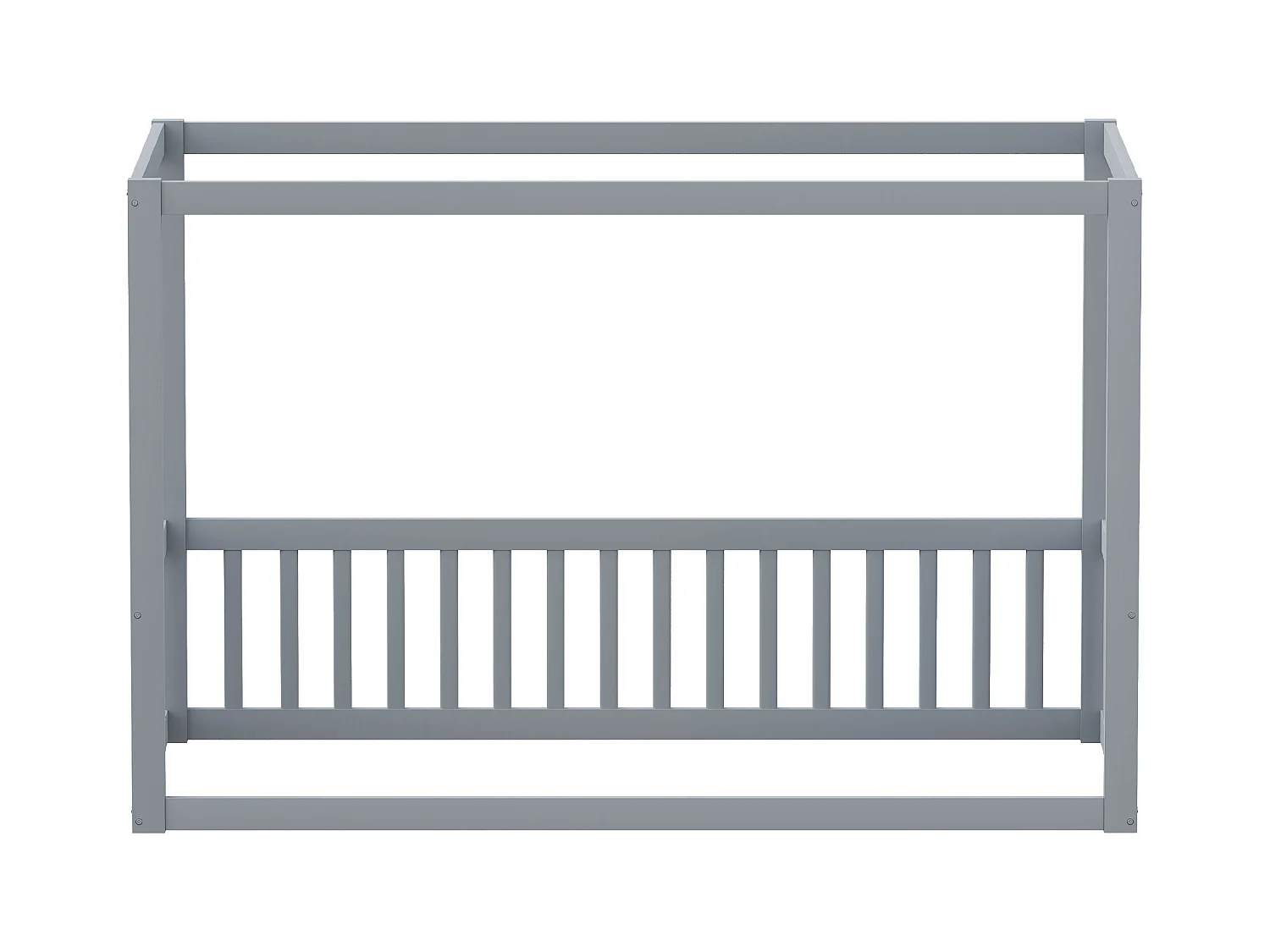 Kinderbed 90x200cm in hout met veiligheidshekje, zonder bodem, grijs, zonder matras