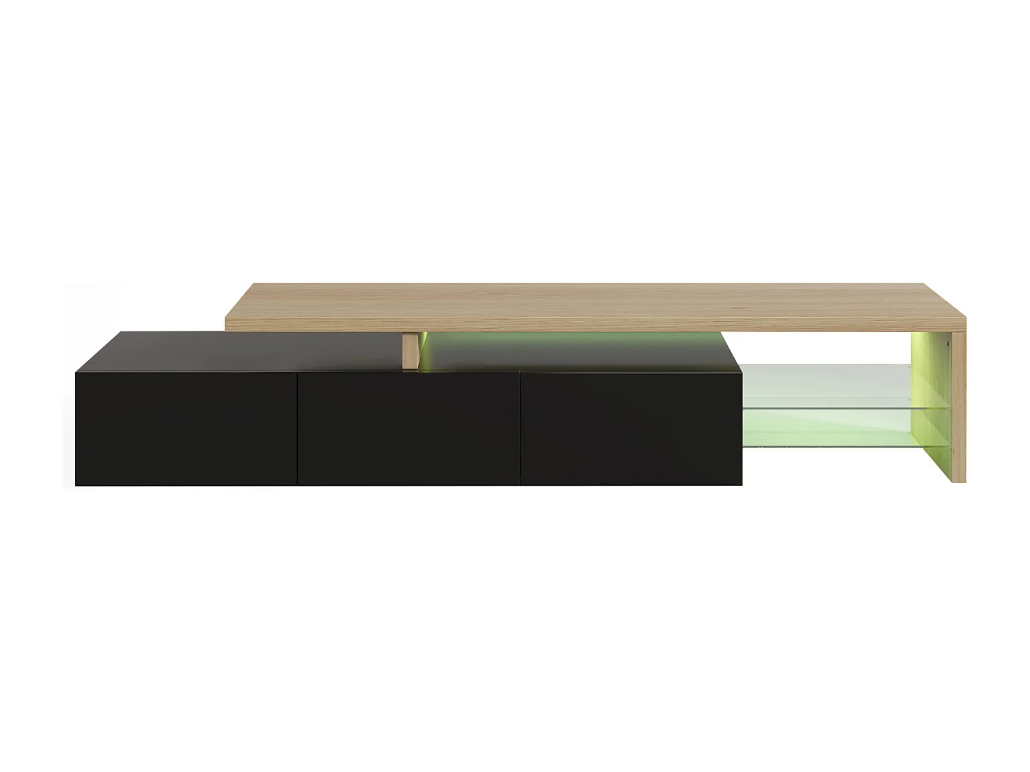 Meuble TV 200 x 39 x 42 cm , Meuble TV avec LED 7 Couleurs, Meuble TV Plateau de Table, noir