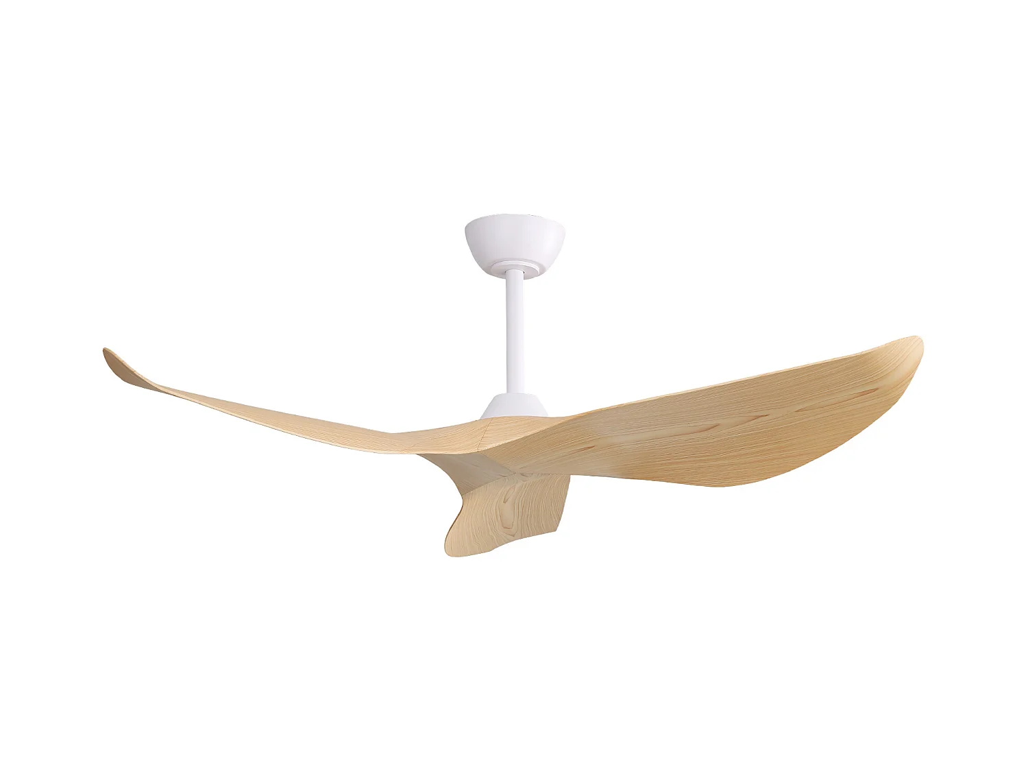 132 cm plafondventilator met 3 gebogen bladen, afstandsbediening, 6 snelheden en timer, omkeerbare DC-motor, natuurlijk licht