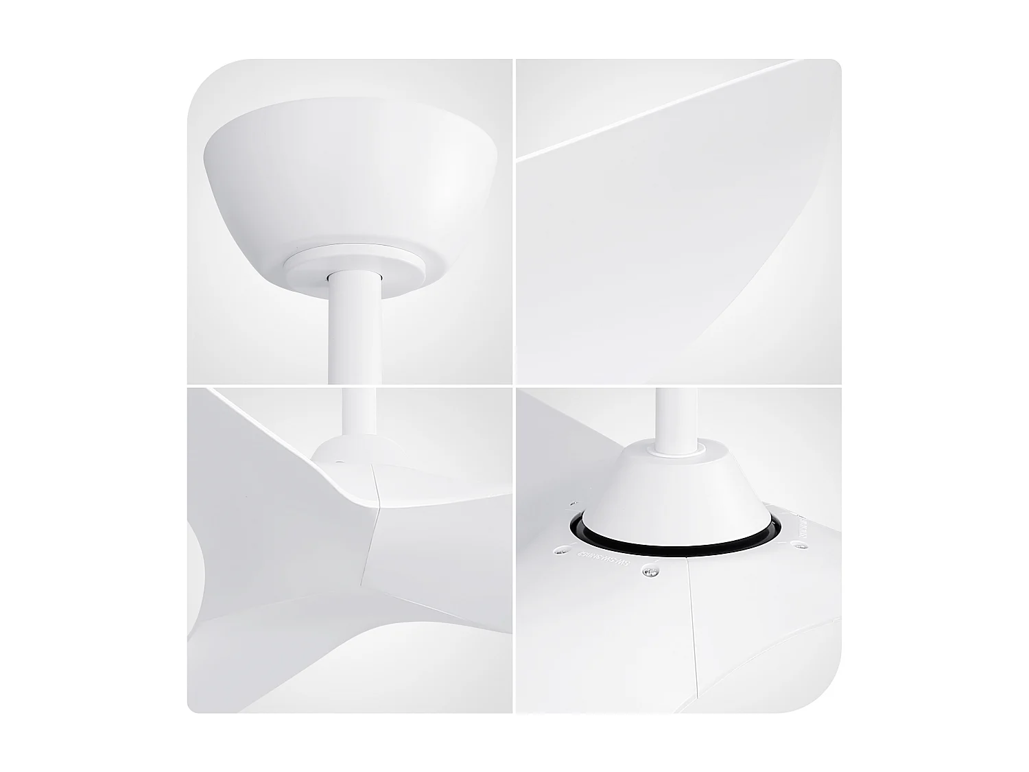 Ventilateur de plafond 96.5cm 3 pales avec télécommande 6 vitesses et timer réglable, Moteur DC réversible, blanc
