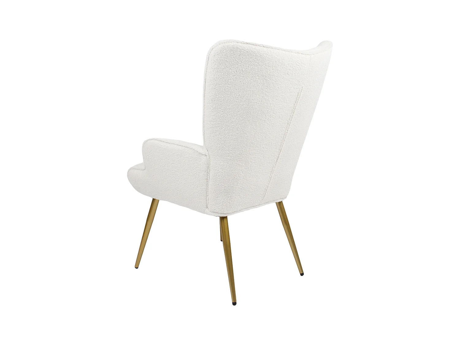 Sillón con reposapiés, patas de madera maciza, construcción híbrida de contrachapado y metal, color beige