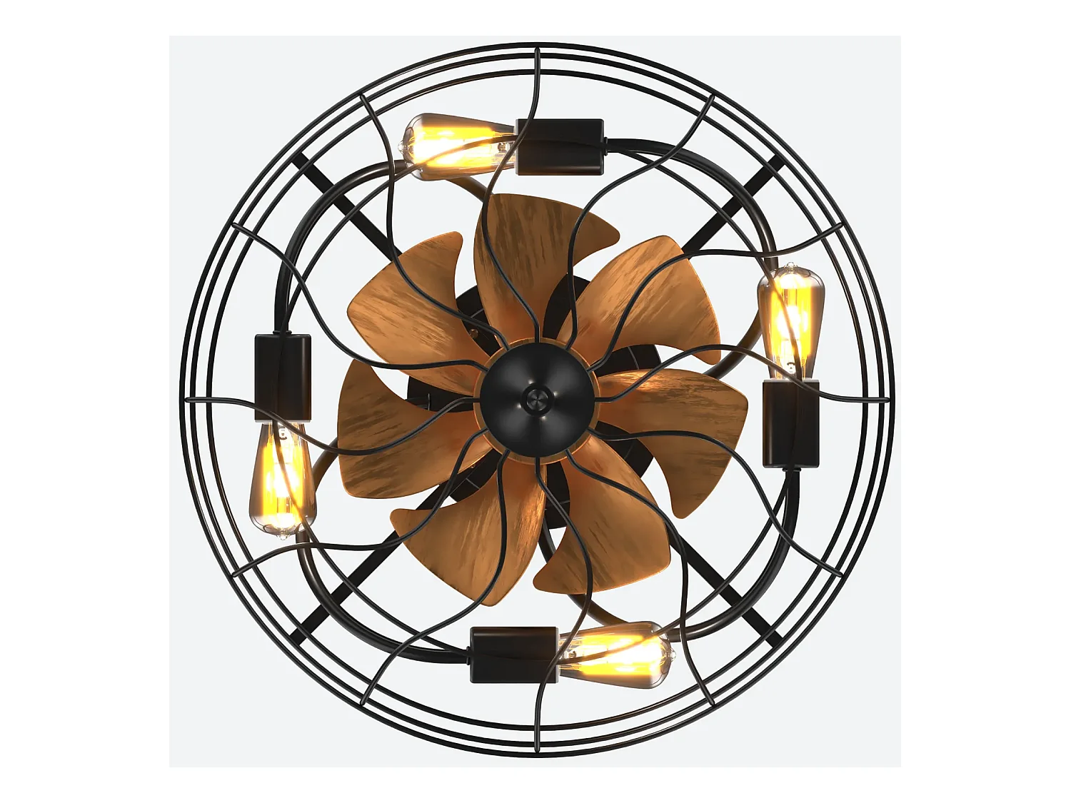 Ventilatore da soffitto a 7 pale da 50,8 cm con 4 luci e telecomando, motore DC reversibile, nero e marrone