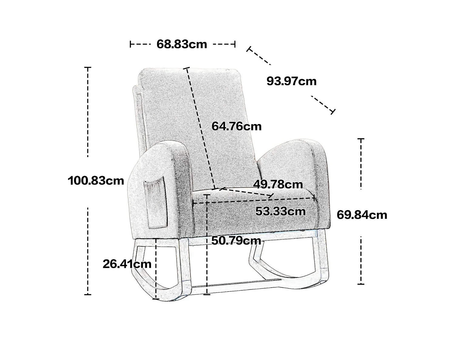 Fauteuil à Bascule avec Coussin arqué en Tissu éponge, Fauteuil Relaxant avec accoudoirs, beigei