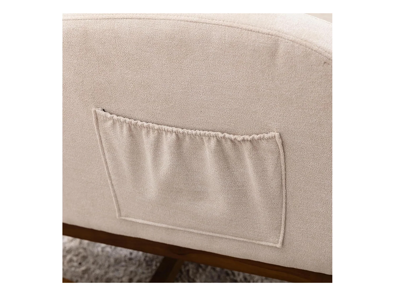 Fauteuil à Bascule avec Coussin arqué en Tissu éponge, Fauteuil Relaxant avec accoudoirs, beigei