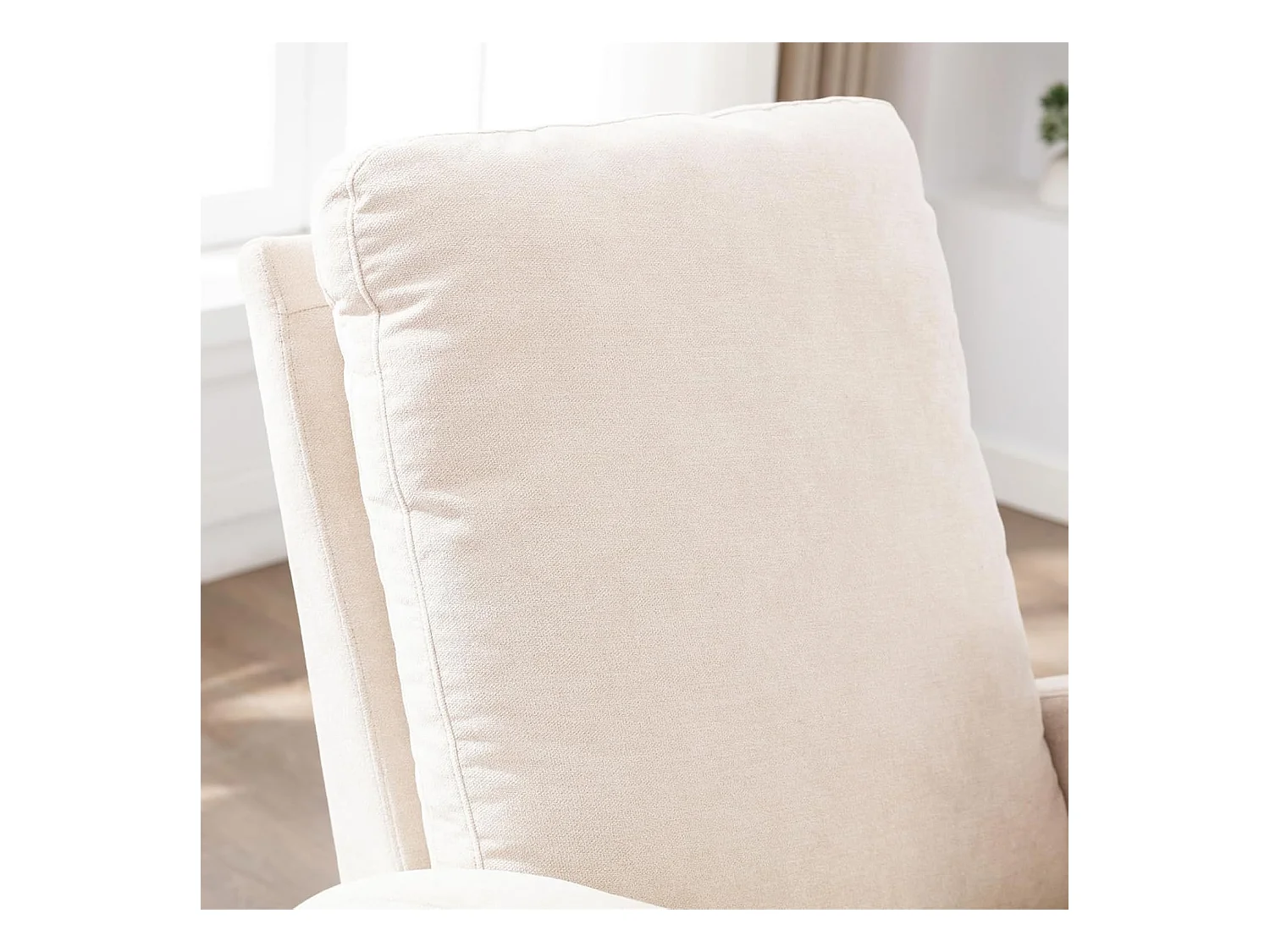 Fauteuil à Bascule avec Coussin arqué en Tissu éponge, Fauteuil Relaxant avec accoudoirs, beigei