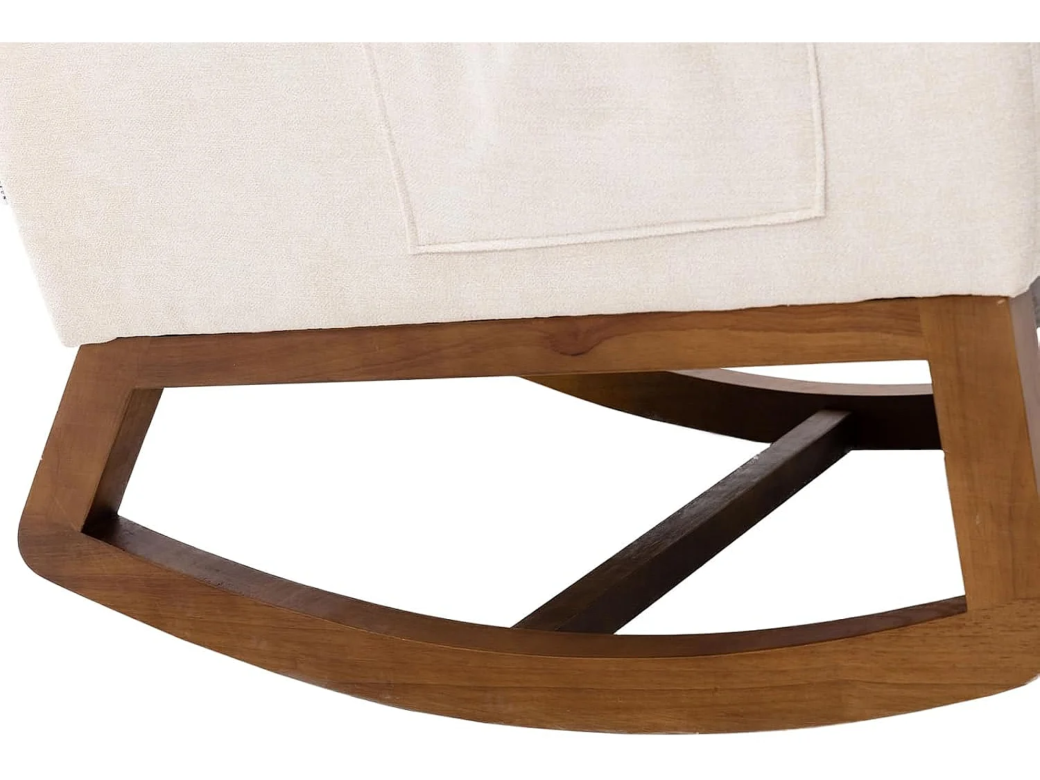 Mecedora con cojín arqueado de felpa, sillón relajante con reposabrazos, beige