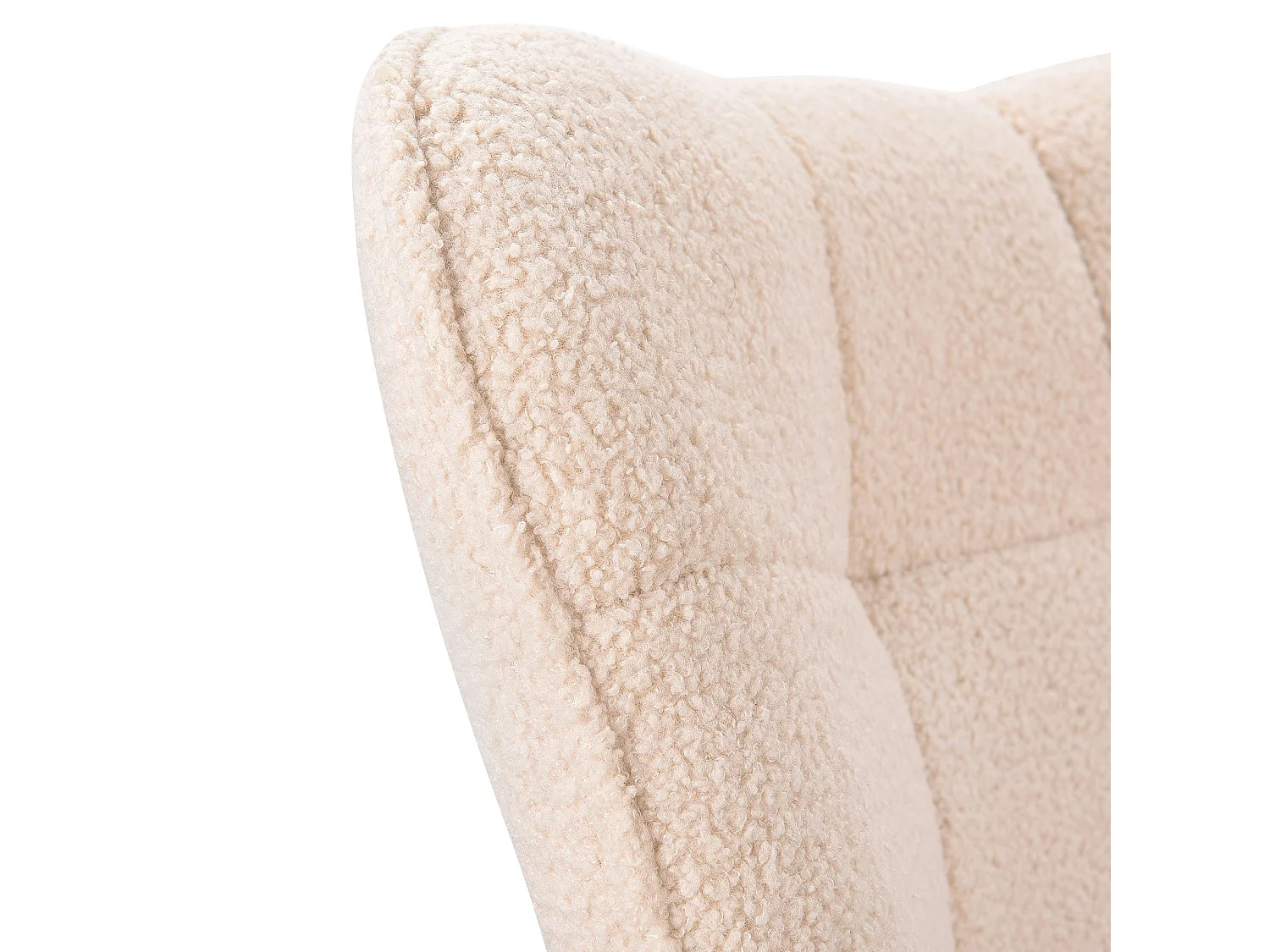 Fauteuil à bascule en peluche Teddy, fauteuil de lecture rembourré, dossier à carreaux, beige
