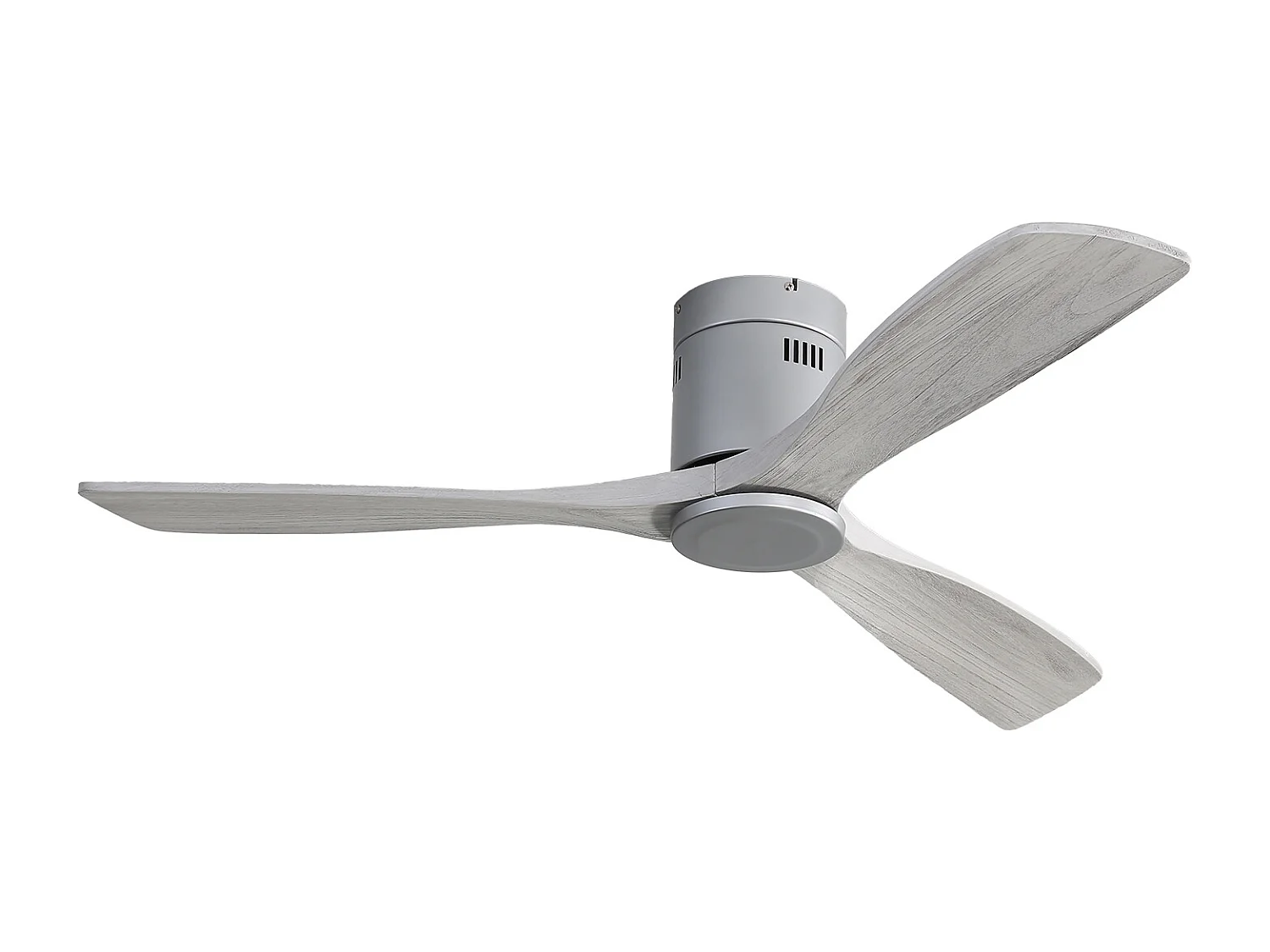 Ventilateur de plafond 132cm 3 pales en bois, 6 vitesses et timer, Moteur DC réversible, gris