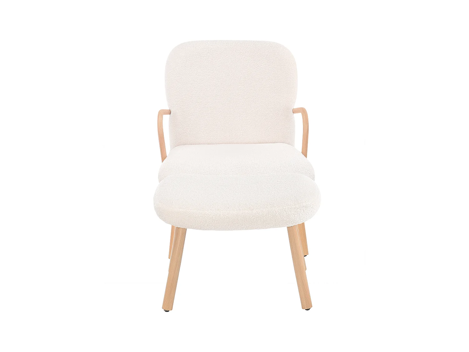 Fauteuil à Oreilles Avec Tabouret, Relaxation Rembourrée Pour Salon , Chambre à Coucher , Beige