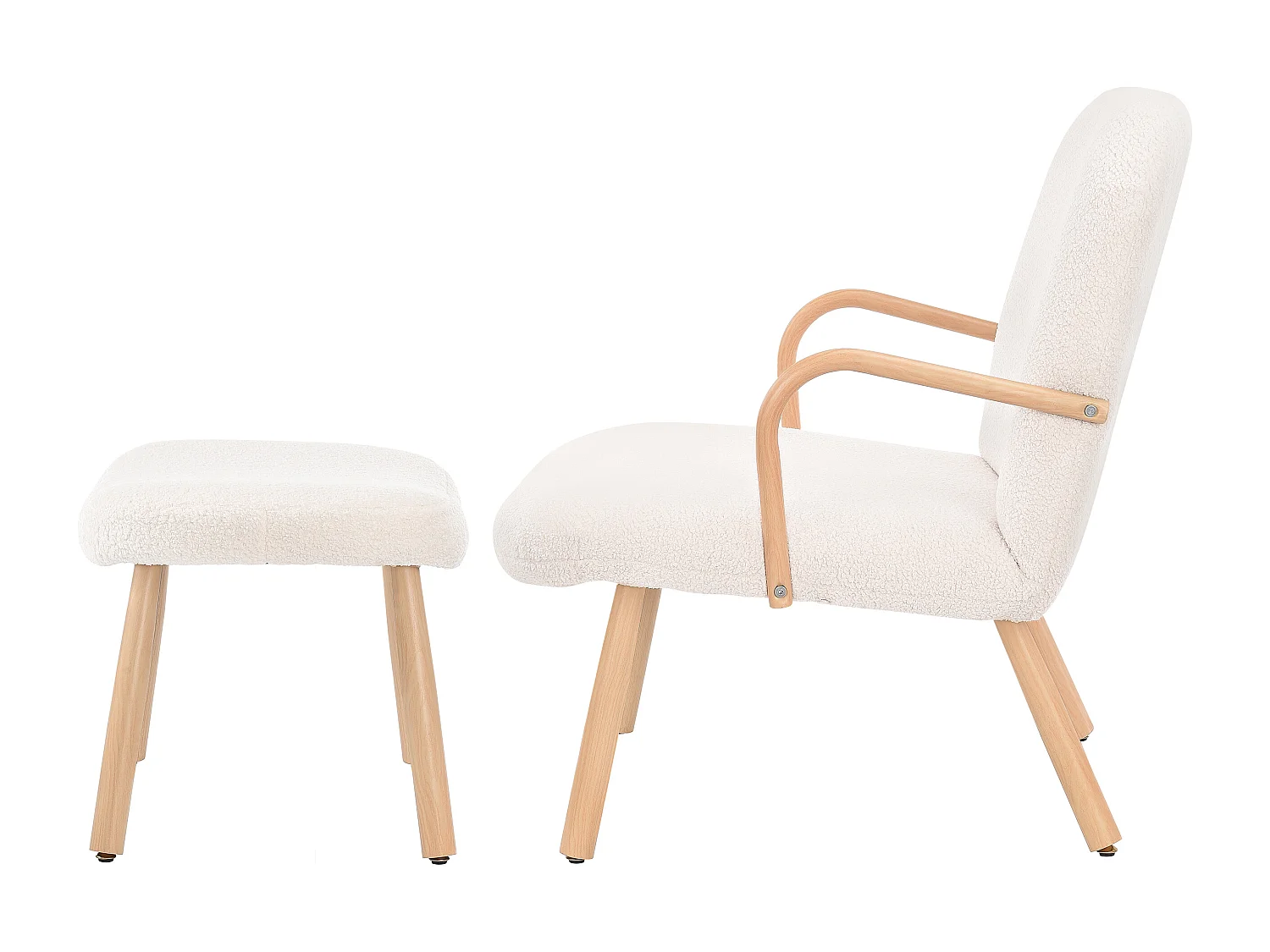 Fauteuil à Oreilles Avec Tabouret, Relaxation Rembourrée Pour Salon , Chambre à Coucher , Beige