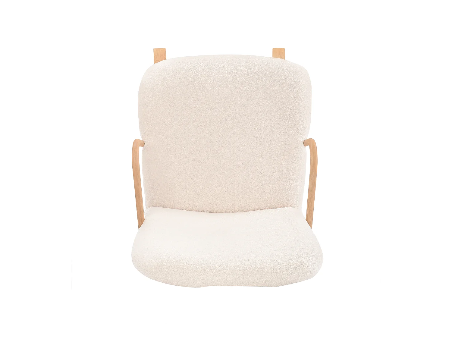 Fauteuil à bascule en laine avec accoudoirs et pieds en bois robustes et dossier haut , beige