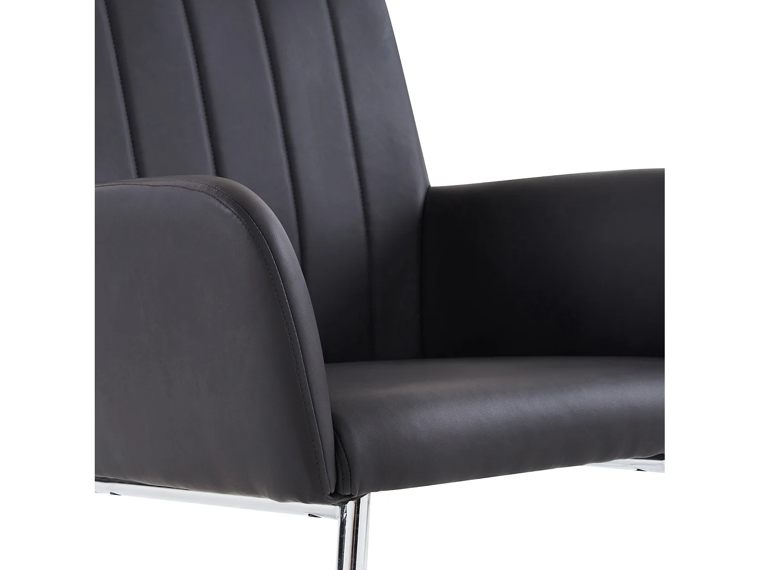 Set di 2 sedie da pranzo, con rivestimento in similpelle e gambe in metallo, grigio