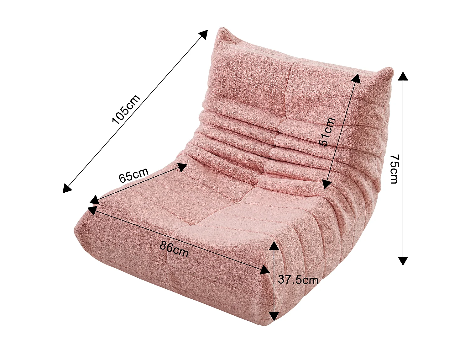 Pouf en laine d'agneau pour adultes, design rembourrage, canapé paresseux pour coin douillet, rose