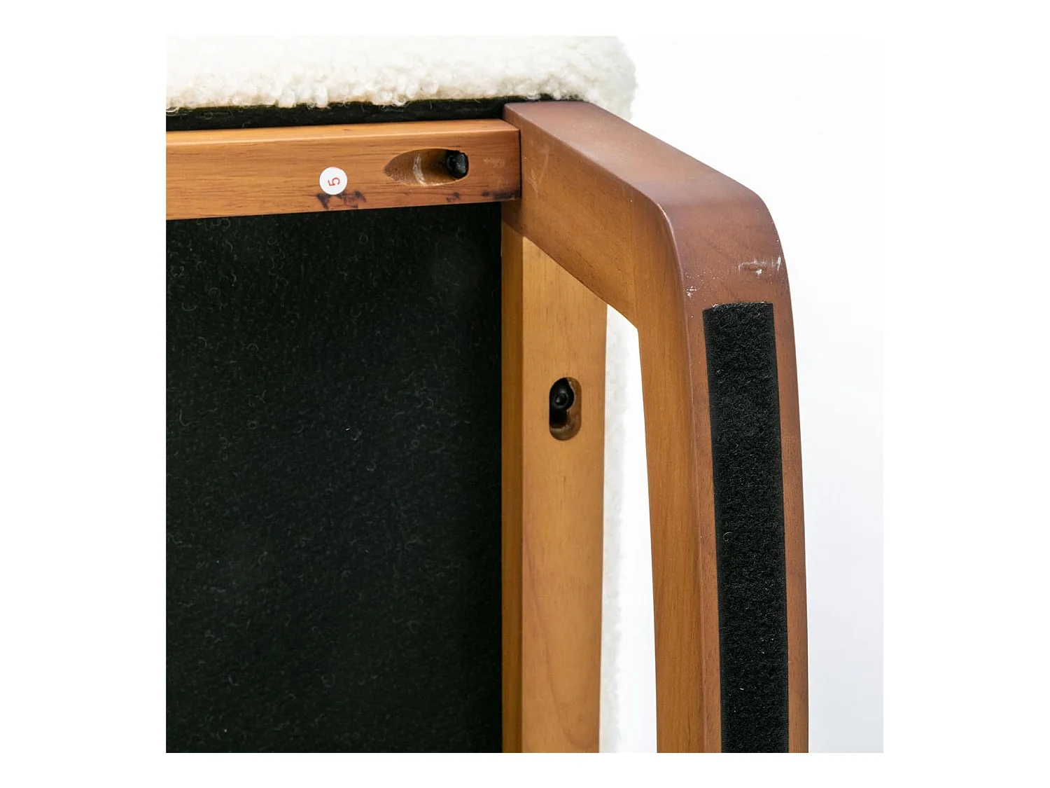 Fauteuil à bascule Confortable , Cadre de Bois,avec Rembourrage Moelleux et Poches Latérales, Blanc