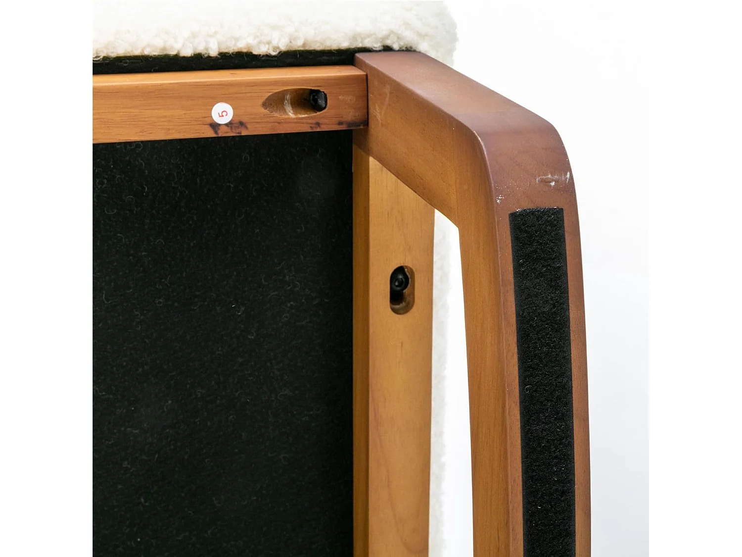 Fauteuil à bascule Confortable , Cadre de Bois,avec Rembourrage Moelleux et Poches Latérales, Blanc