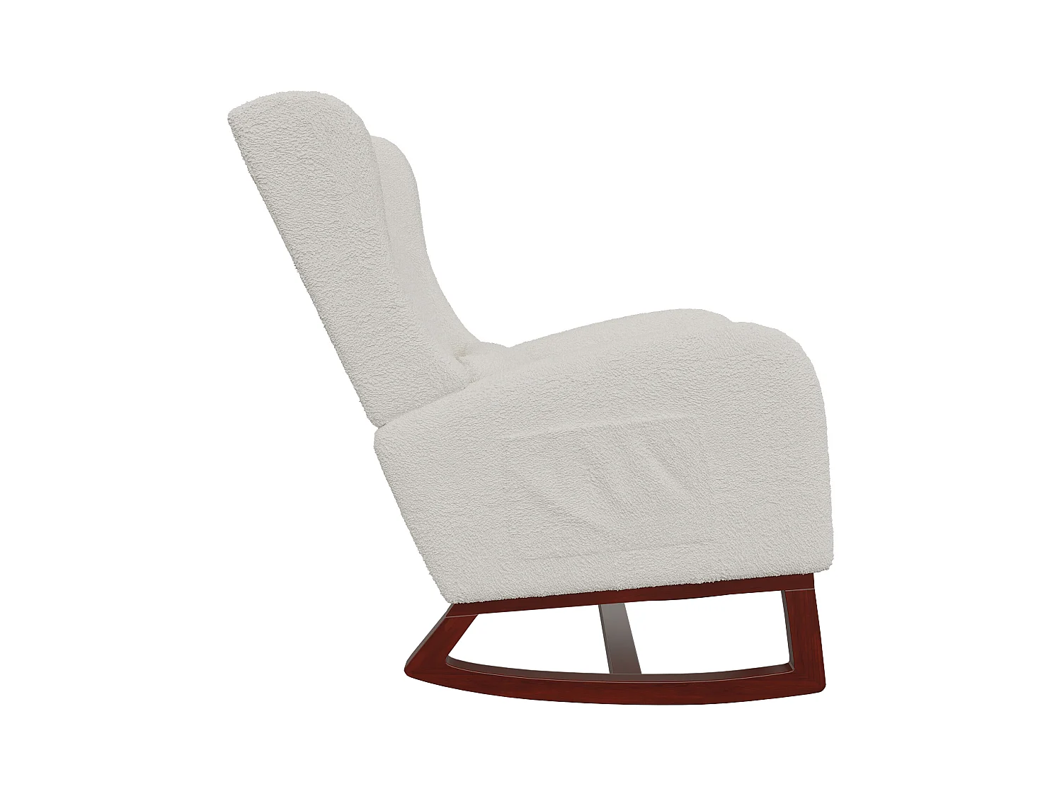 Cojín lumbar con bolsillo lateral y reposapiés, mecedora, patas de madera maciza, color beige