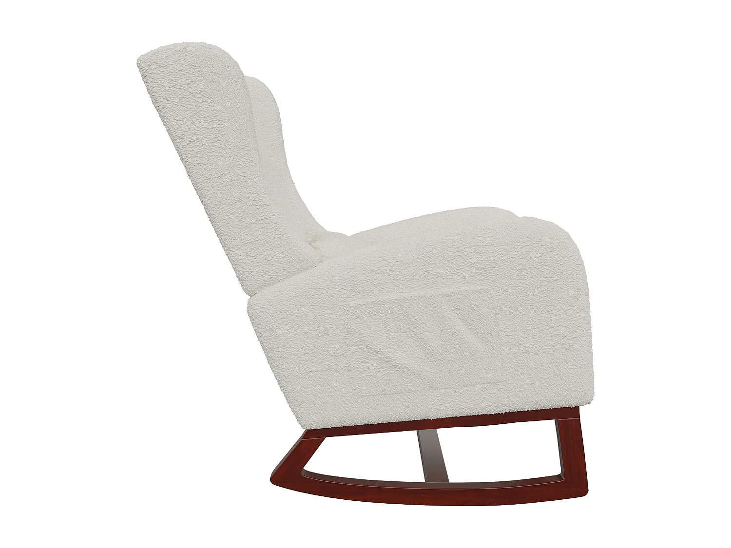 Cojín lumbar con bolsillo lateral y reposapiés, mecedora, patas de madera maciza, color beige