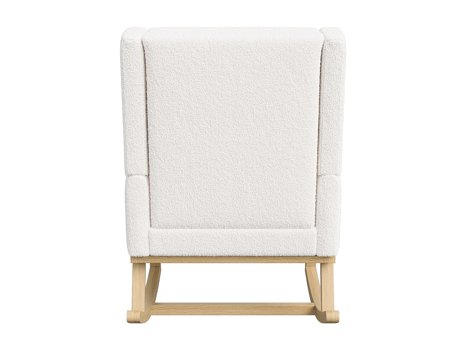 Chaise à bascule, avec velours en peluche et coussin lombaire et 2 poches latérales, blanc