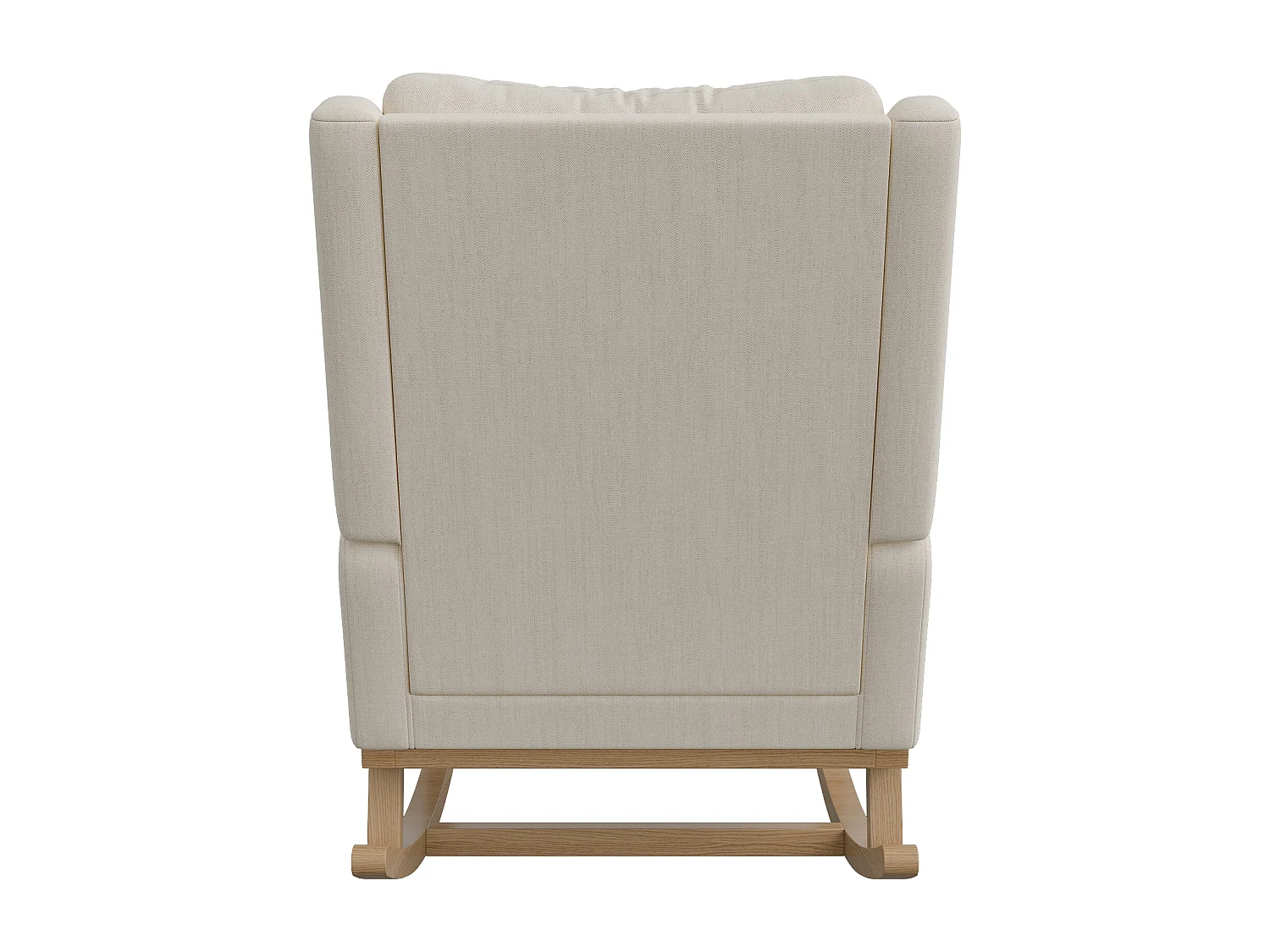 Fauteuil à bascule avec base en bois et dossier, Fauteuil de relaxation pour salon , Lin , Beige