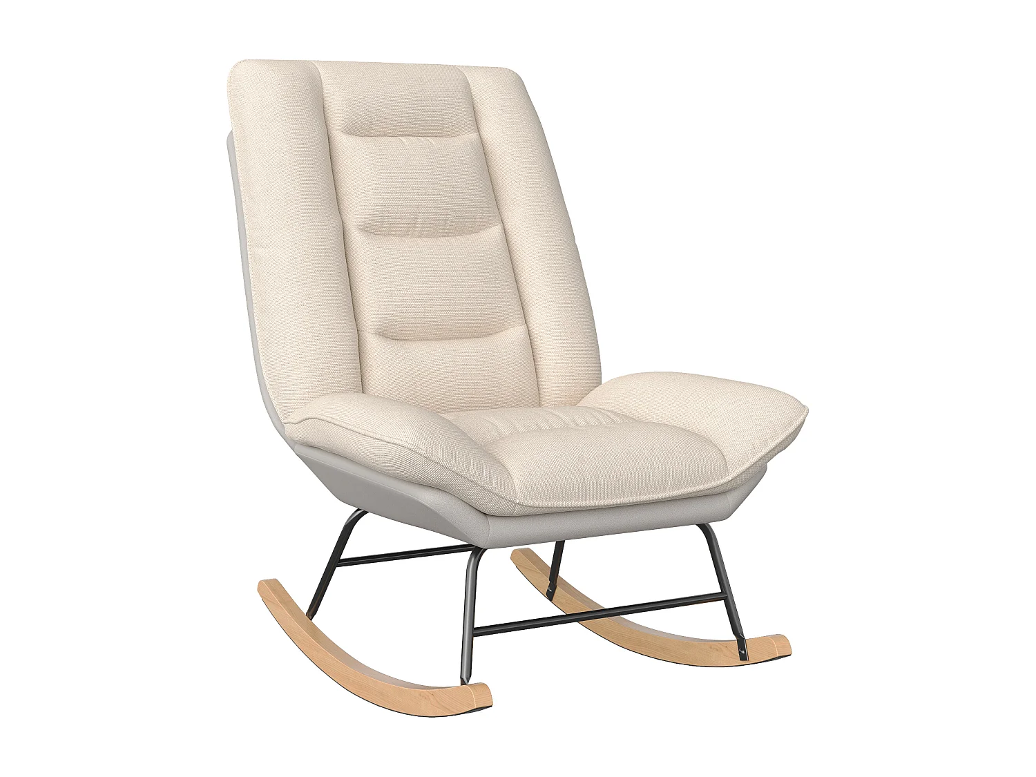 Rocking Ergonomique avec Coussin Beige et Structure Grise, Design Moderne en Tissu / Simili Cuir