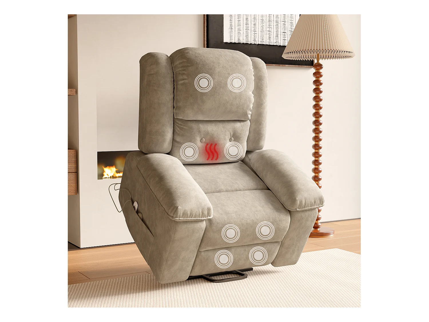 Poltrona reclinável elétrica 160° com controle remoto, massagem de 8 pontos + massagem lombar de 2 pontos, couro PU, marrom