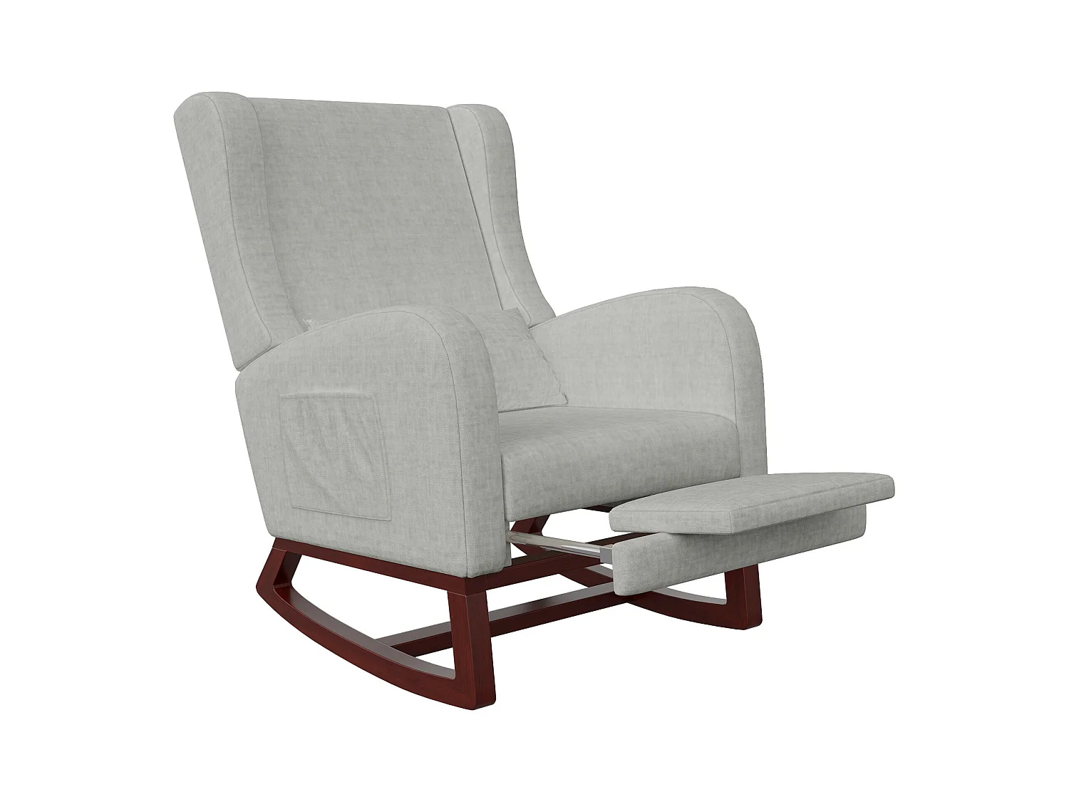 Fauteuil à bascule avec repose-pieds, pieds antidérapants en bois massif,  chaise à bascule, gris