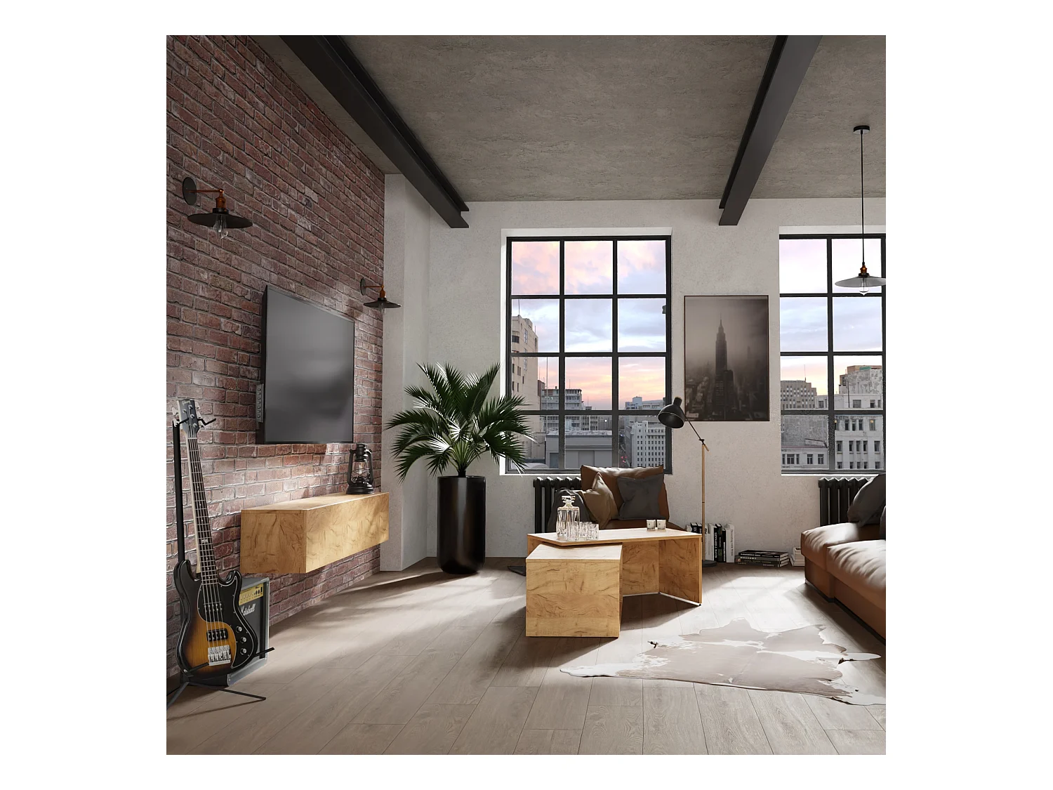 Meuble TV 105 cm 140 cm Banc Télé  Suspendu Banc Télévision Moderne Flottante pour Salon