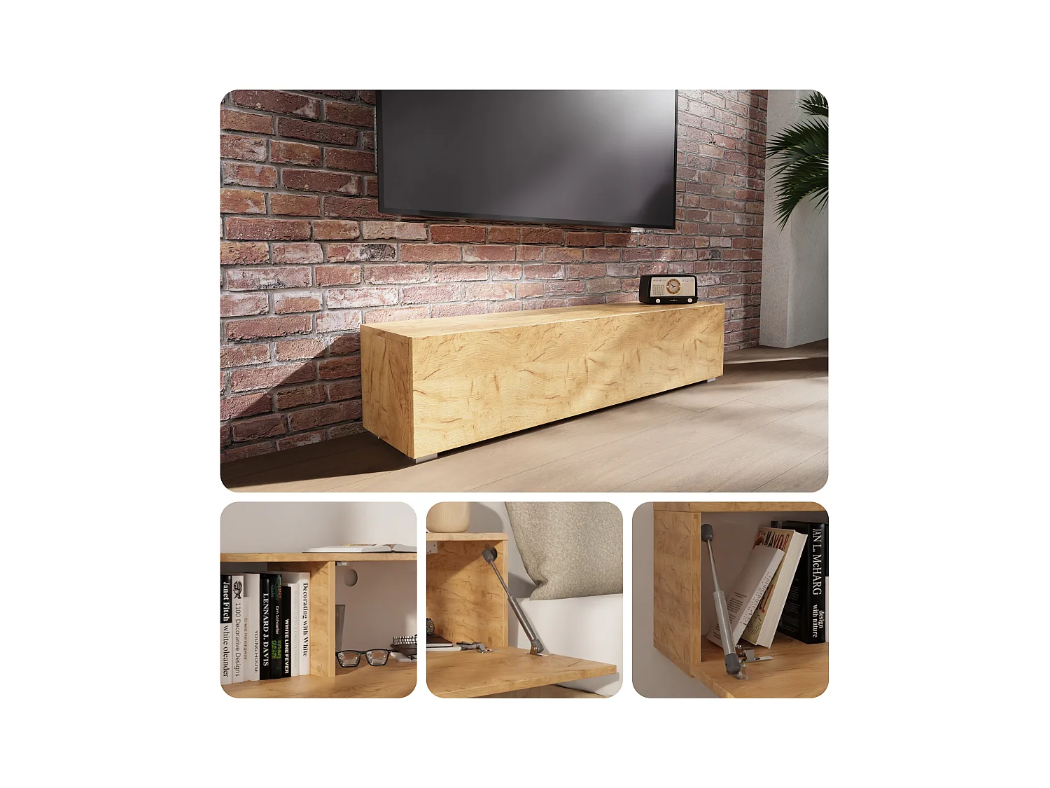 Meuble TV 105 cm 140 cm Banc Télé  Suspendu Banc Télévision Moderne Flottante pour Salon