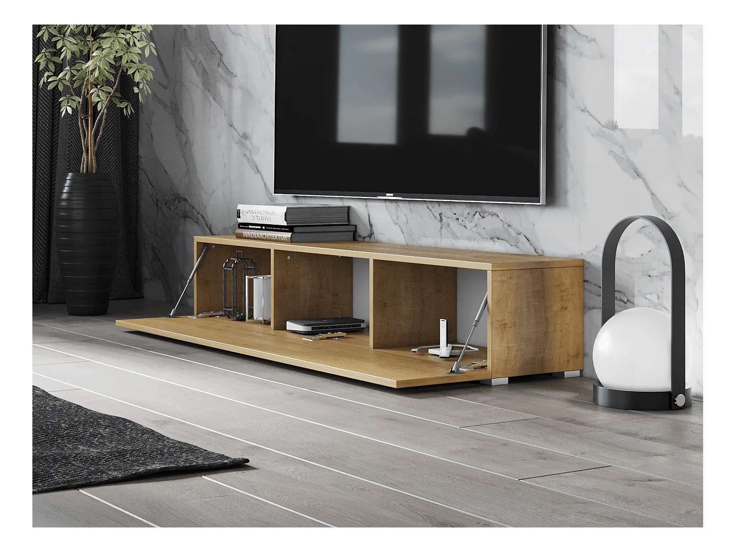 Meuble TV 105 cm 140 cm Banc Télé  Suspendu Banc Télévision Moderne Flottante pour Salon