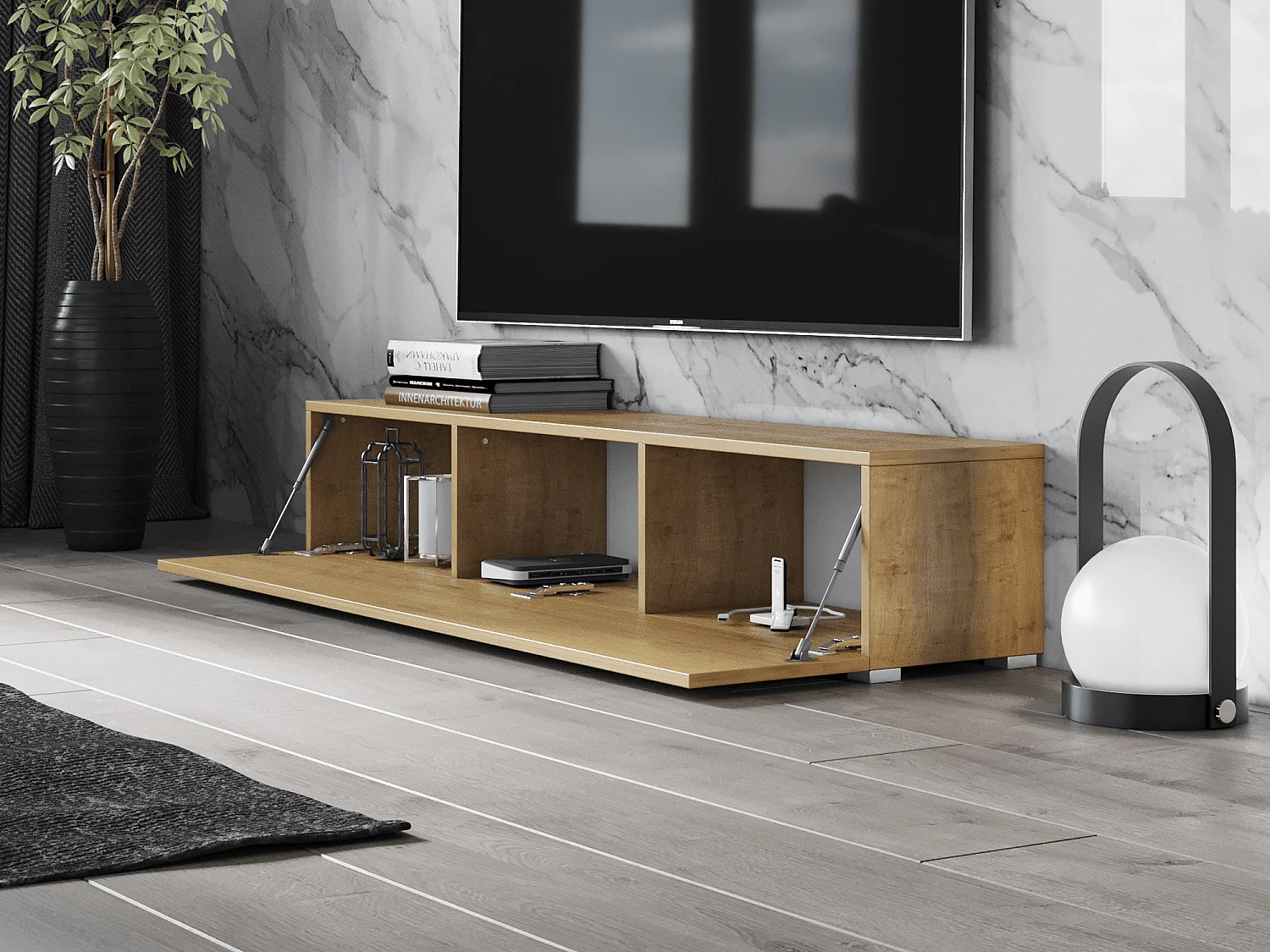 Meuble TV 105 cm 140 cm Banc Télé  Suspendu Banc Télévision Moderne Flottante pour Salon