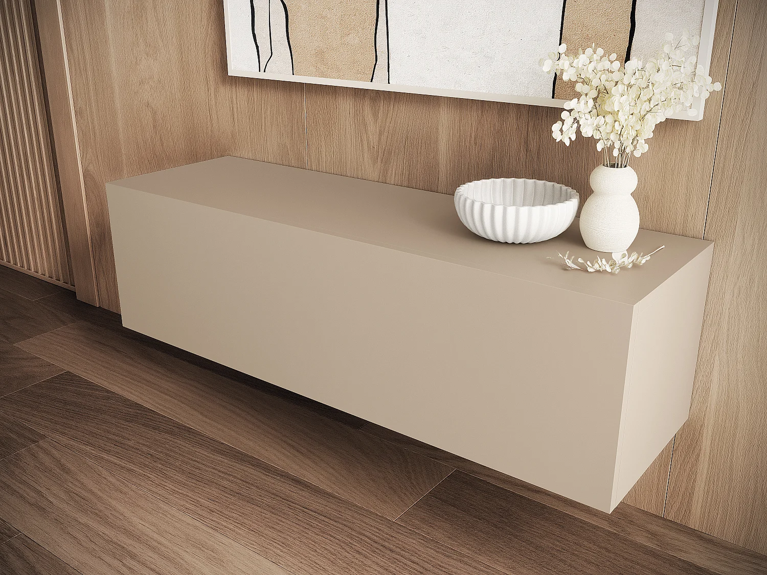 Meuble TV 105 cm 140 cm Banc Télé  Suspendu Banc Télévision Moderne Flottante pour Salon