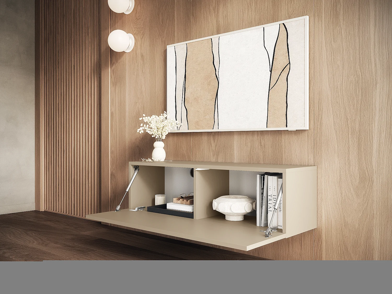 Meuble TV 105 cm 140 cm Banc Télé  Suspendu Banc Télévision Moderne Flottante pour Salon