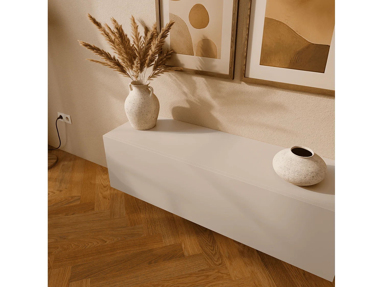 Meuble TV 105 cm 140 cm Banc Télé  Suspendu Banc Télévision Moderne Flottante pour Salon