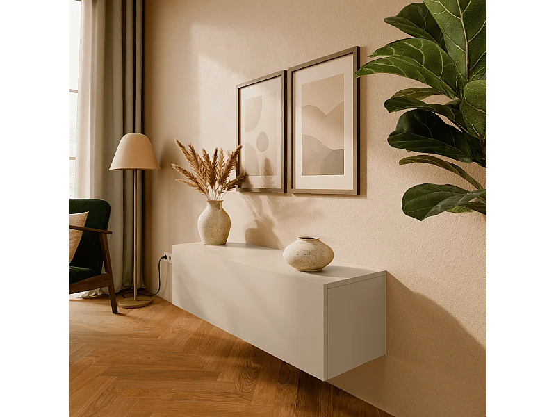 Meuble TV 105 cm 140 cm Banc Télé  Suspendu Banc Télévision Moderne Flottante pour Salon