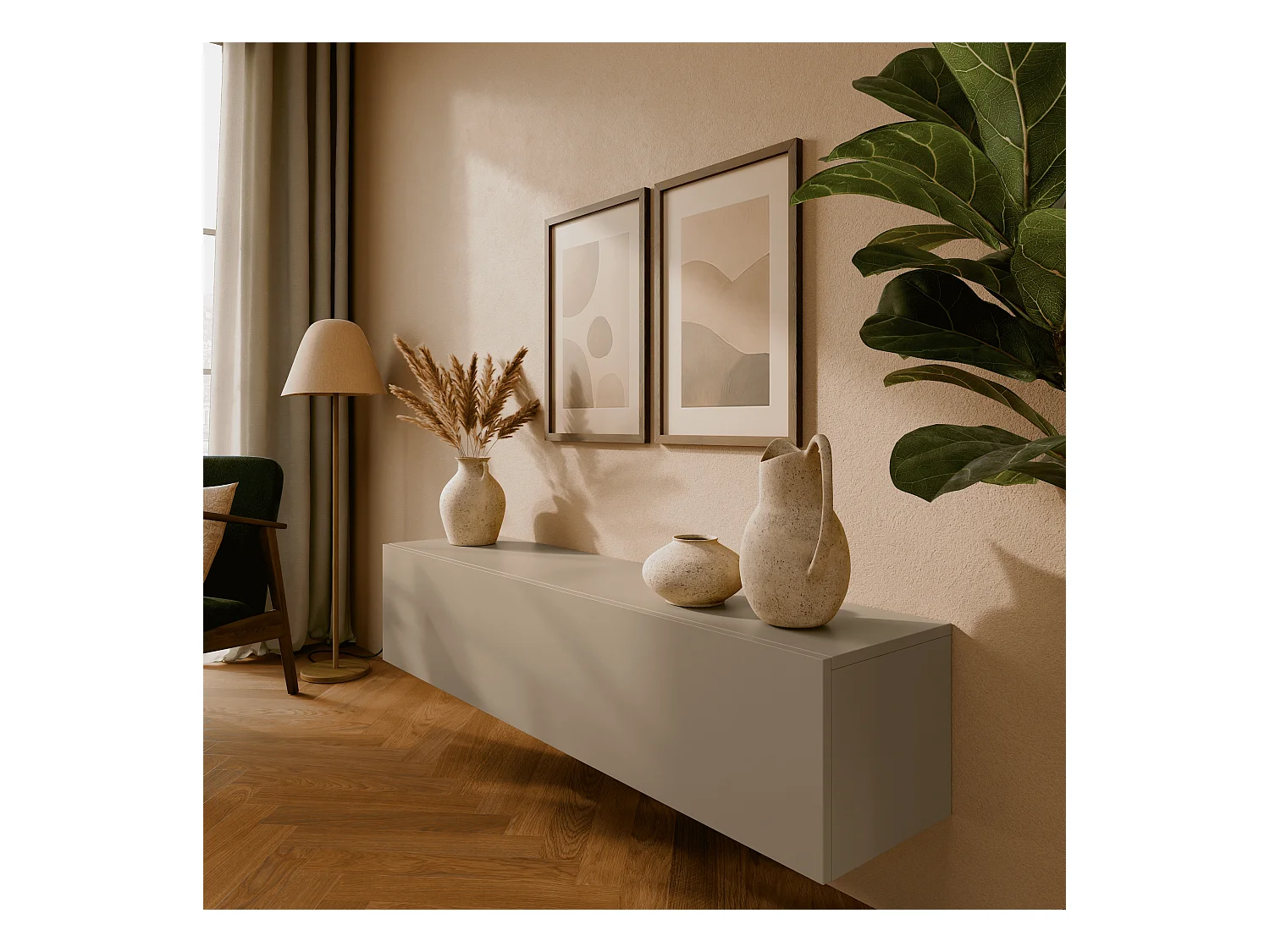 TV-Schrank 105 cm 140 cm Hängendes Fernsehbank Modern für Wohnzimmer