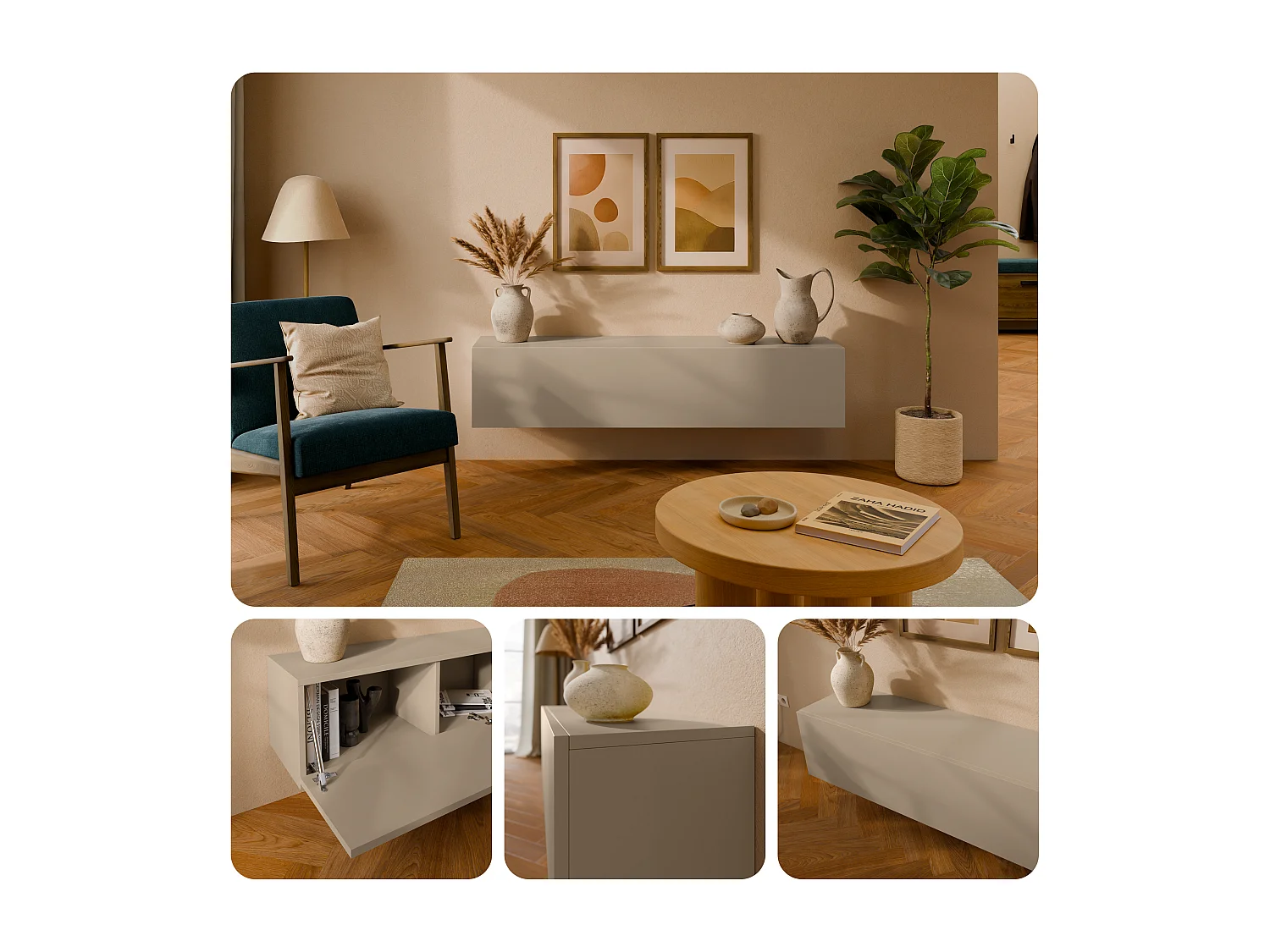 TV-meubel 105 cm 140 cm Zwevende Moderne Televisiekast voor Woonkamer