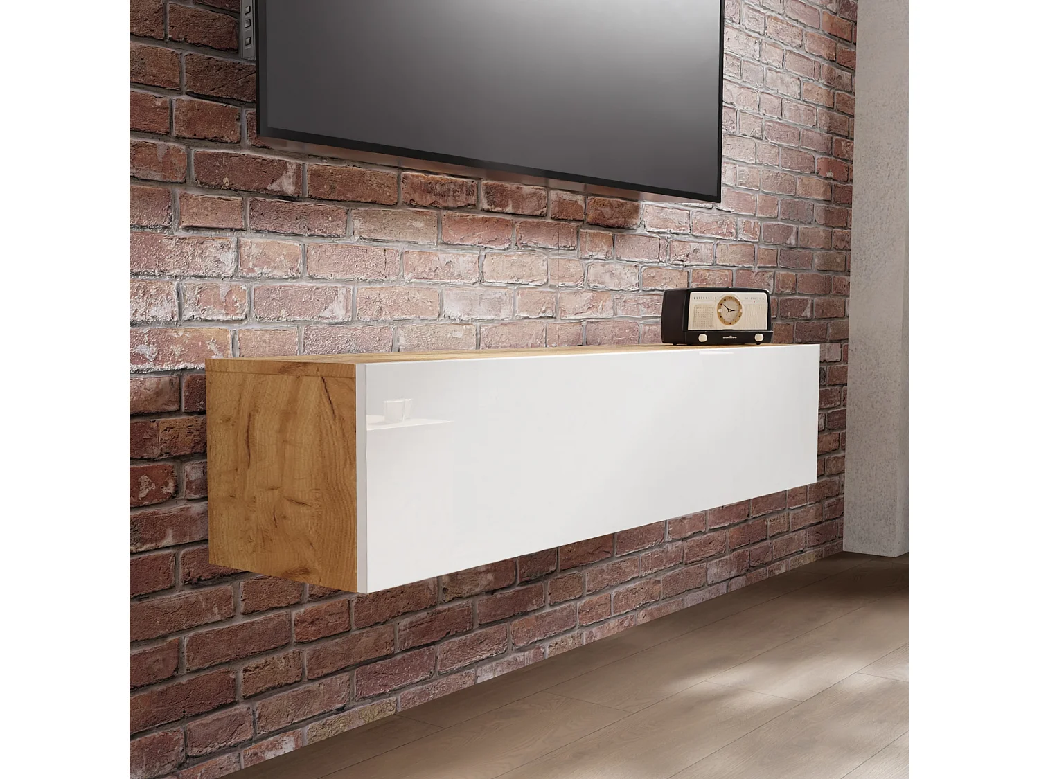 Meuble TV 105 cm 140 cm Banc Télé  Suspendu Banc Télévision Moderne Flottante pour Salon