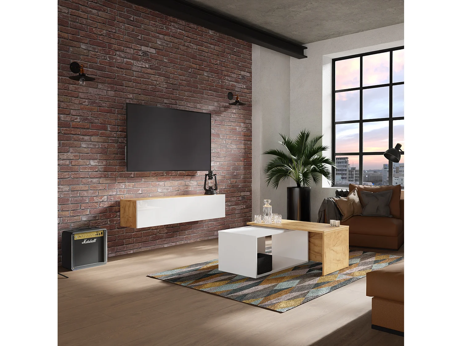 Meuble TV 105 cm 140 cm Banc Télé  Suspendu Banc Télévision Moderne Flottante pour Salon