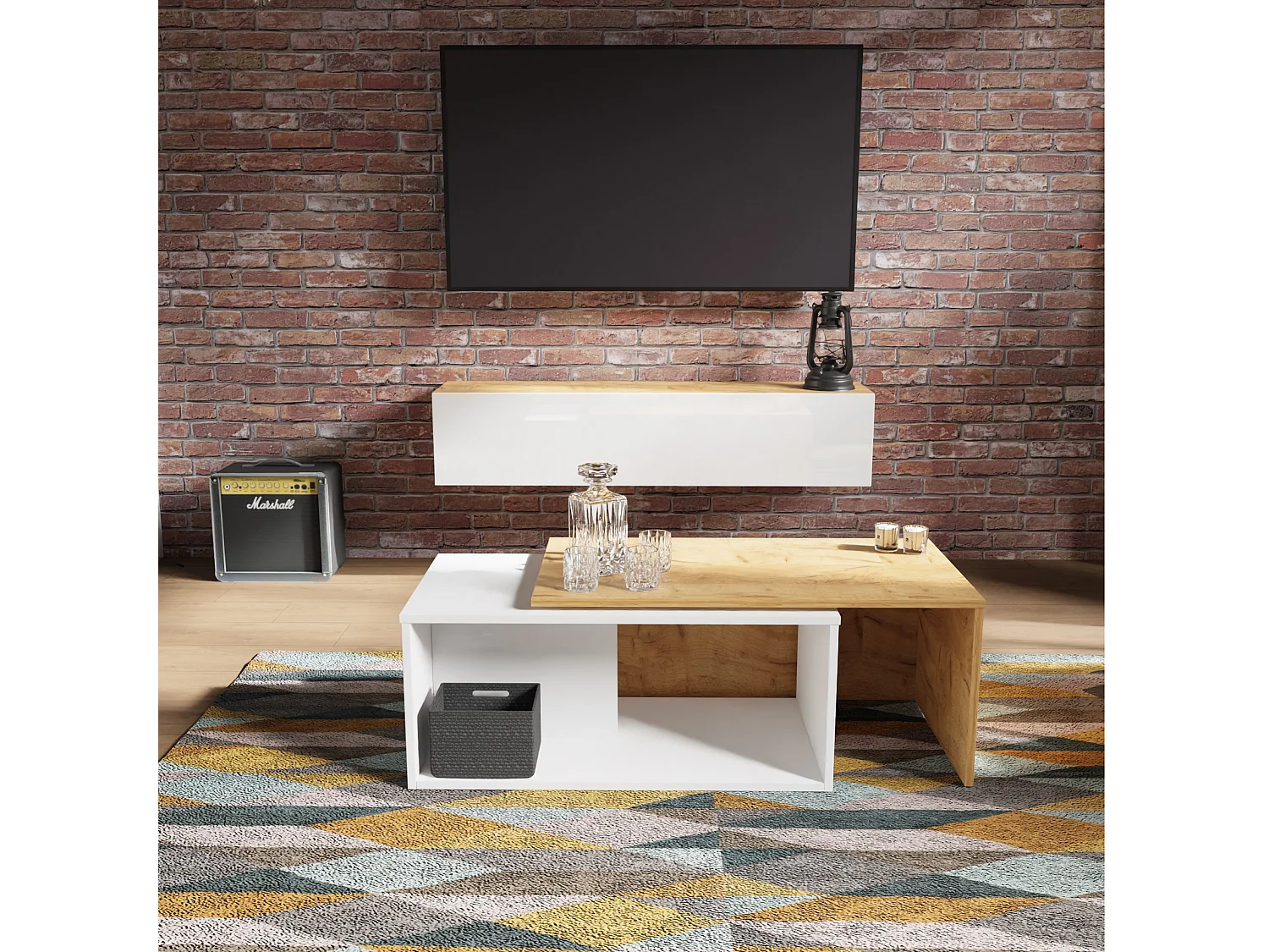 Meuble TV 105 cm 140 cm Banc Télé  Suspendu Banc Télévision Moderne Flottante pour Salon