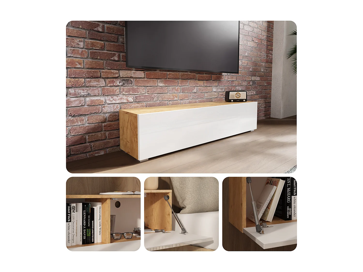 Meuble TV 105 cm 140 cm Banc Télé  Suspendu Banc Télévision Moderne Flottante pour Salon