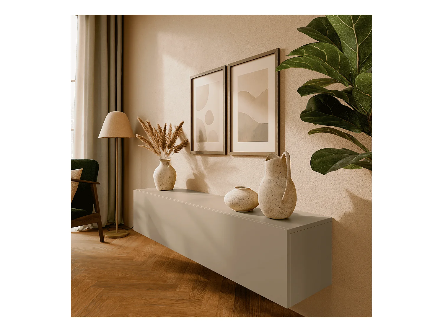 TV-Möbel 105 cm 140 cm Hängendes Fernsehboard Modern für Wohnzimmer