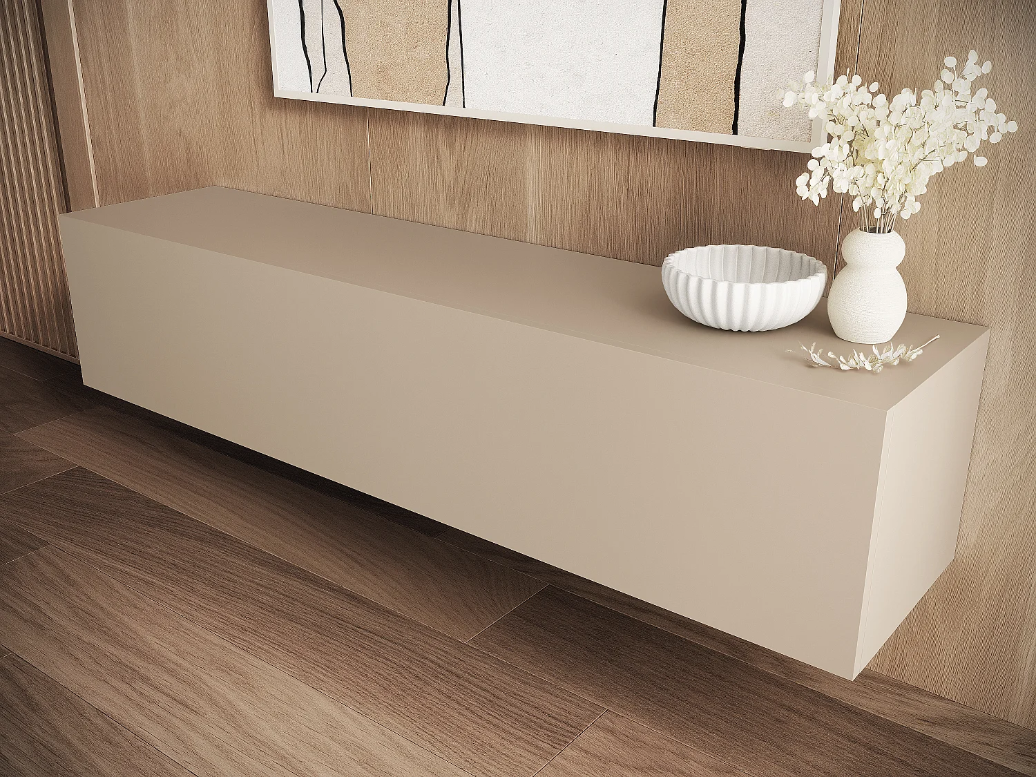 Meuble TV 105 cm 140 cm Banc Télé  Suspendu Banc Télévision Moderne Flottante pour Salon