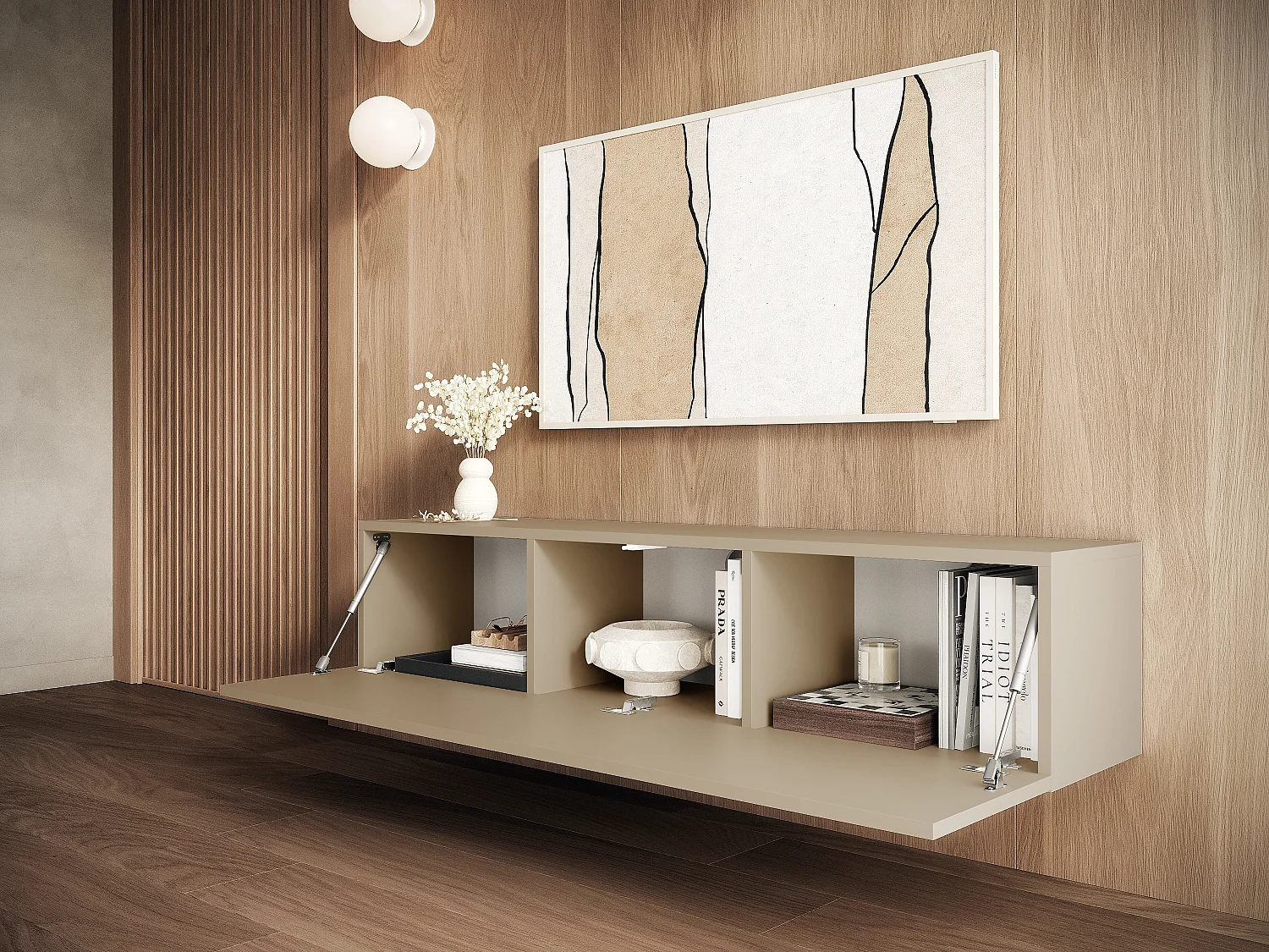 Meuble TV 105 cm 140 cm Banc Télé  Suspendu Banc Télévision Moderne Flottante pour Salon